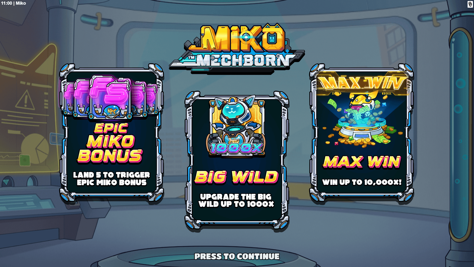 MIKO slot intro screen