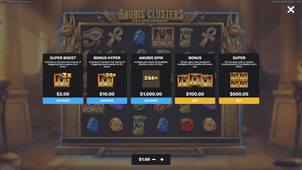 Phantom anubis clusters bonus buy