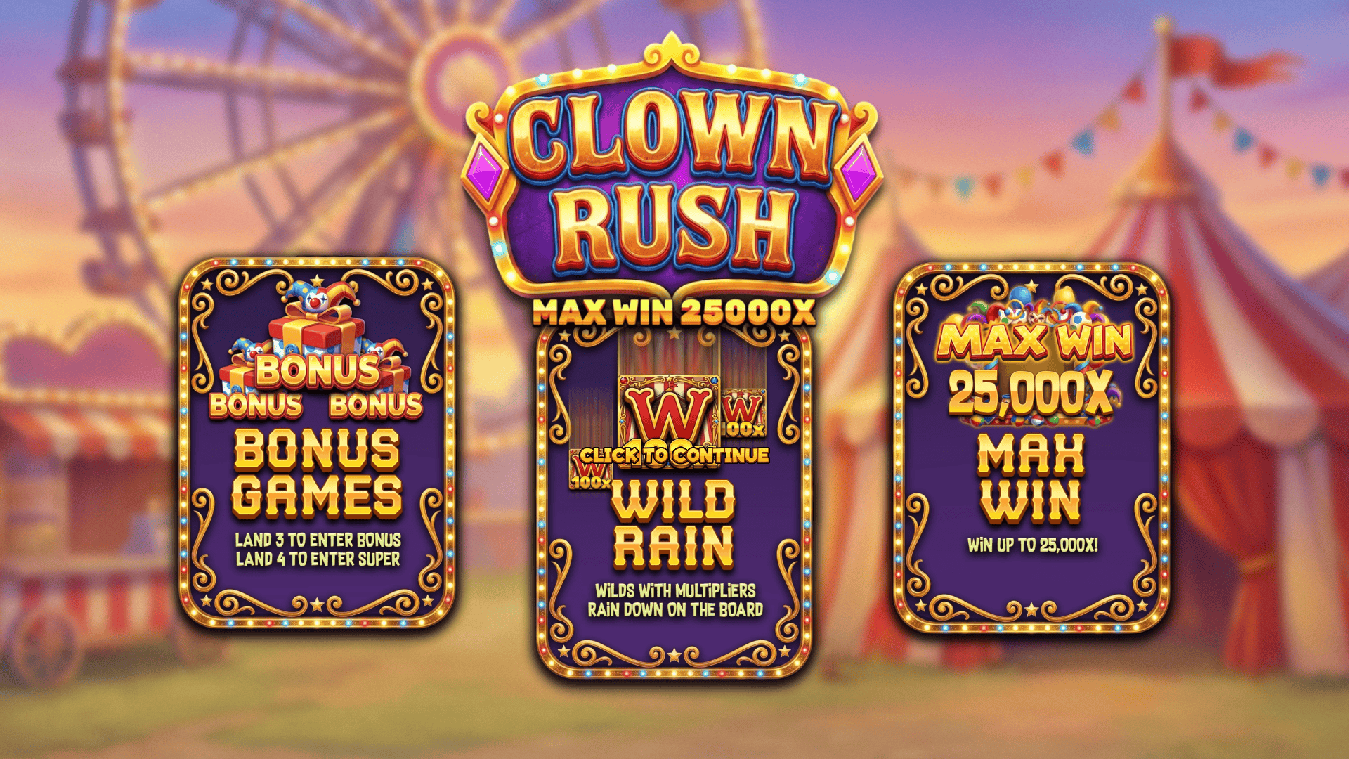 Clown Rush slot intro screen