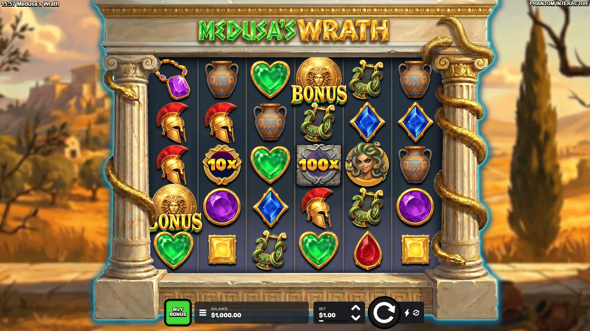 Medusas Wrath slot gameplay reels