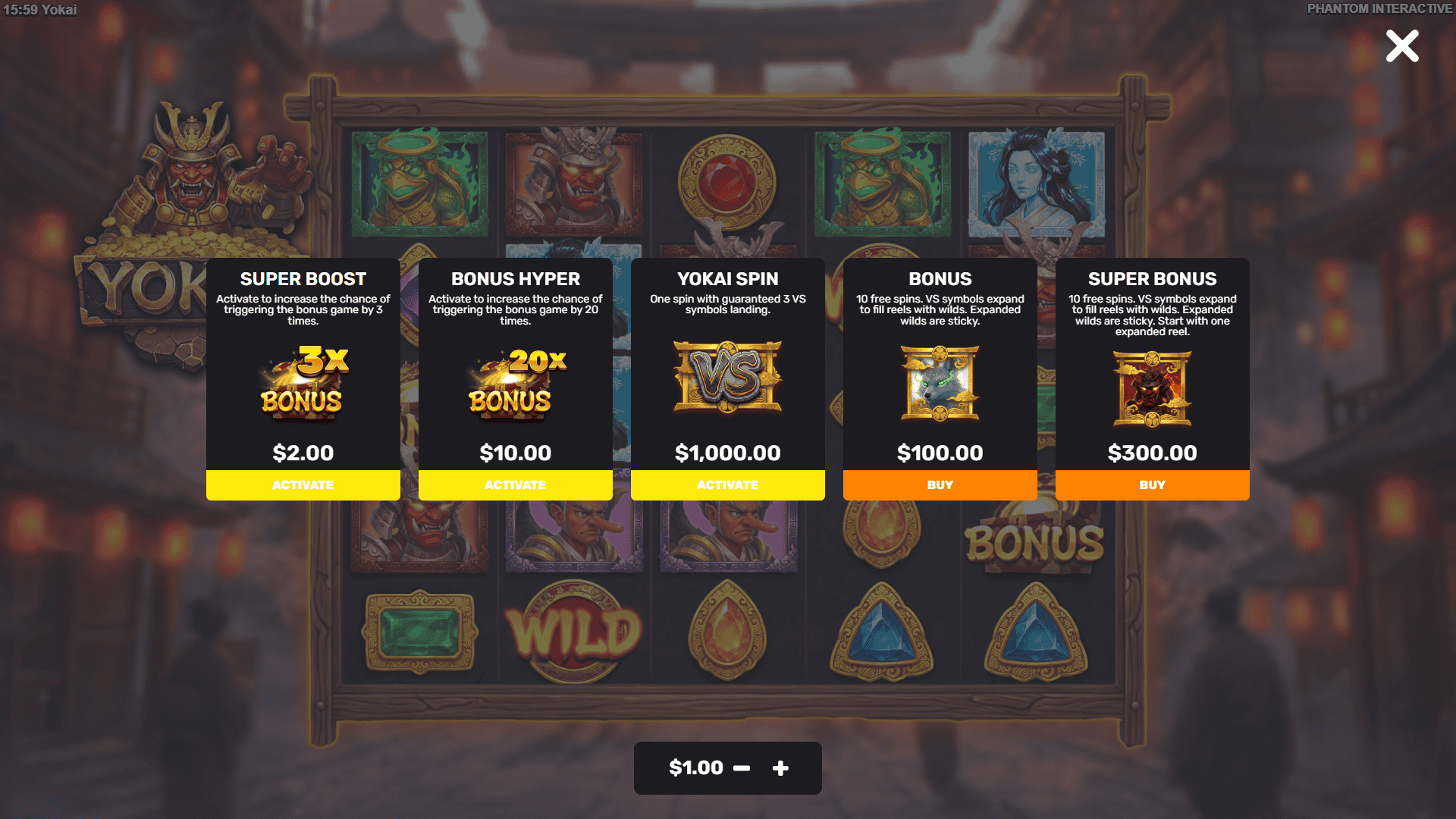 Yokai bonus buy menu