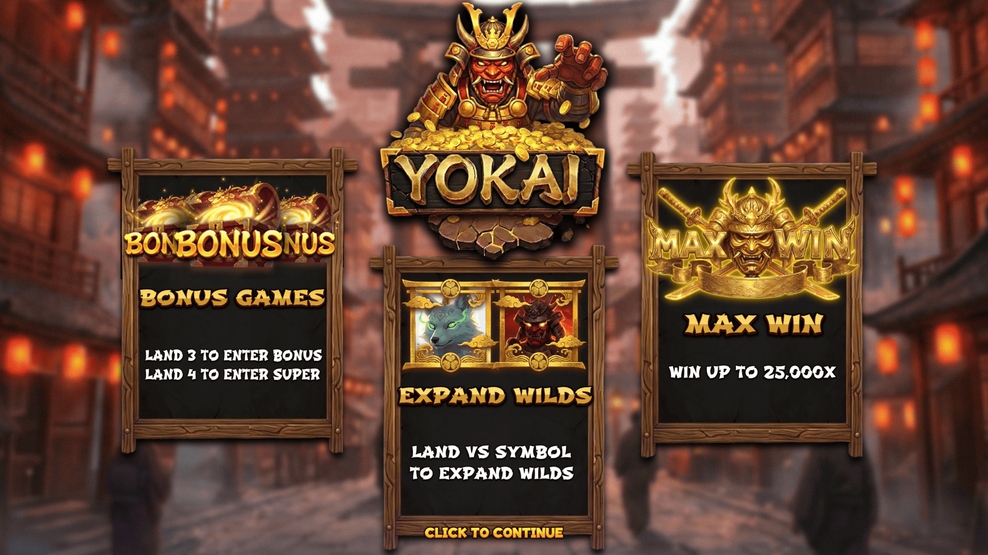 Yokai slot intro screen