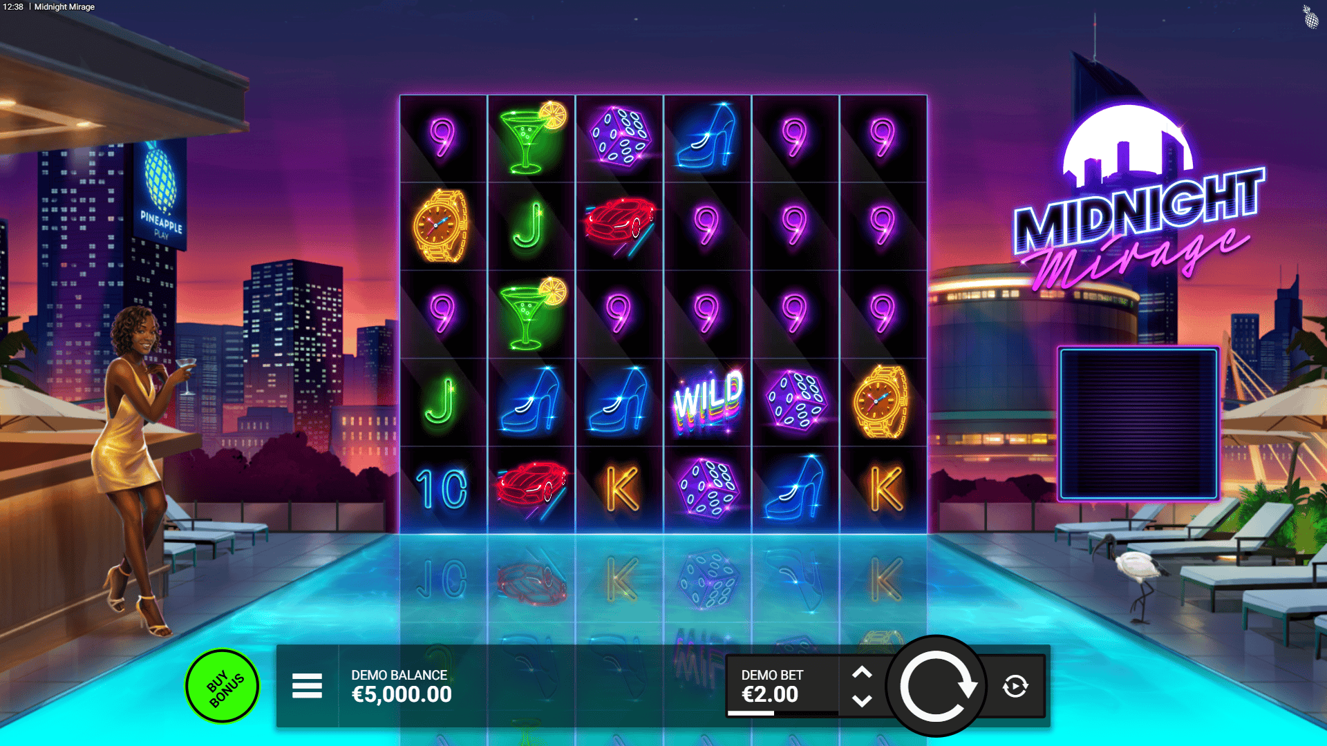 Midnight Mirage slot gameplay reels