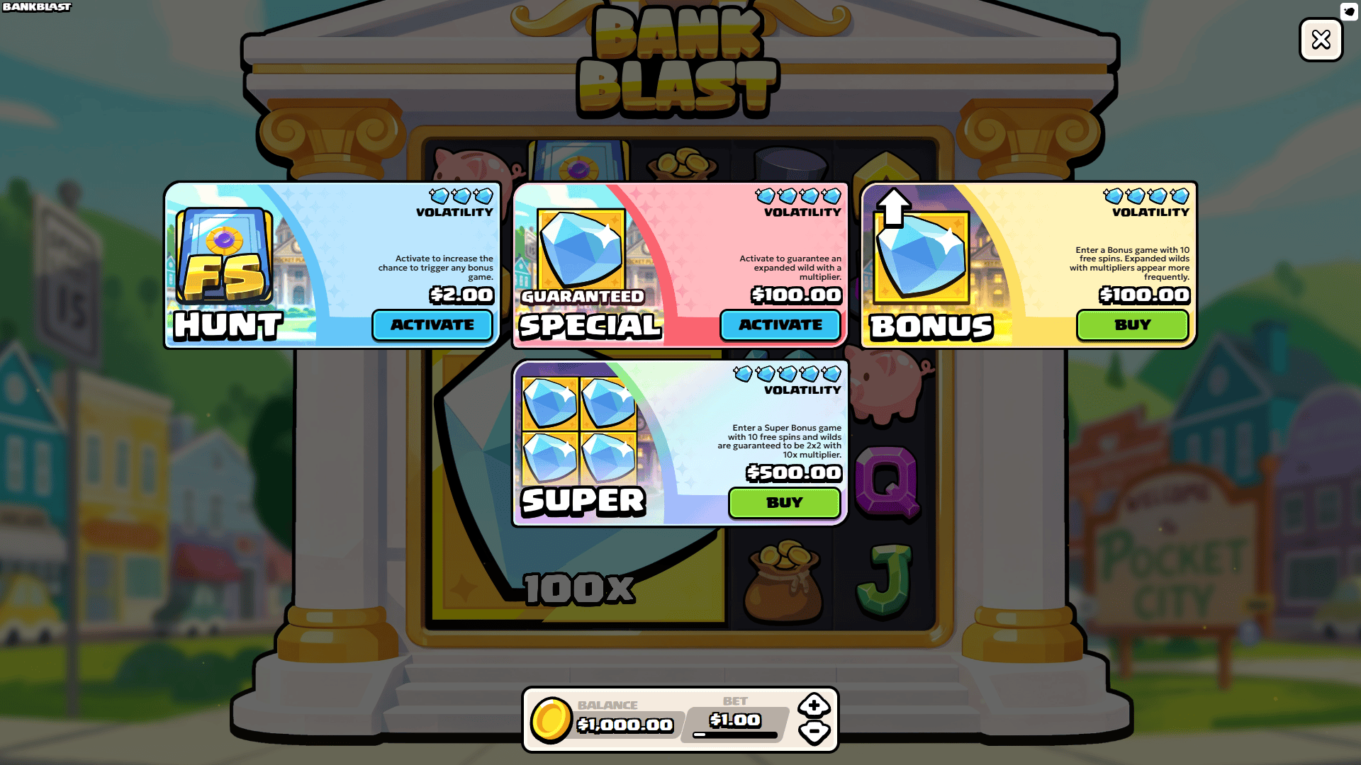 Bank Blast bonus buy menu