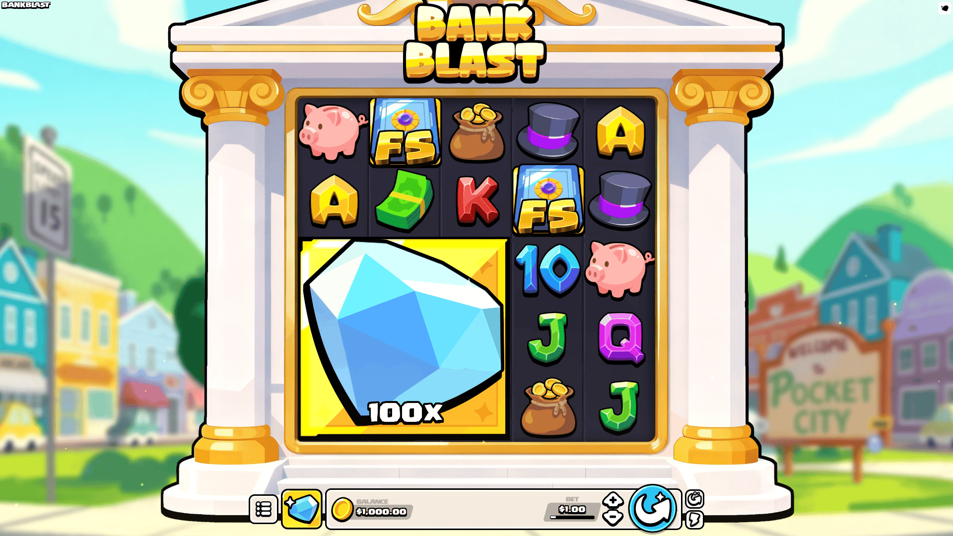 Bank Blast slot gameplay reels