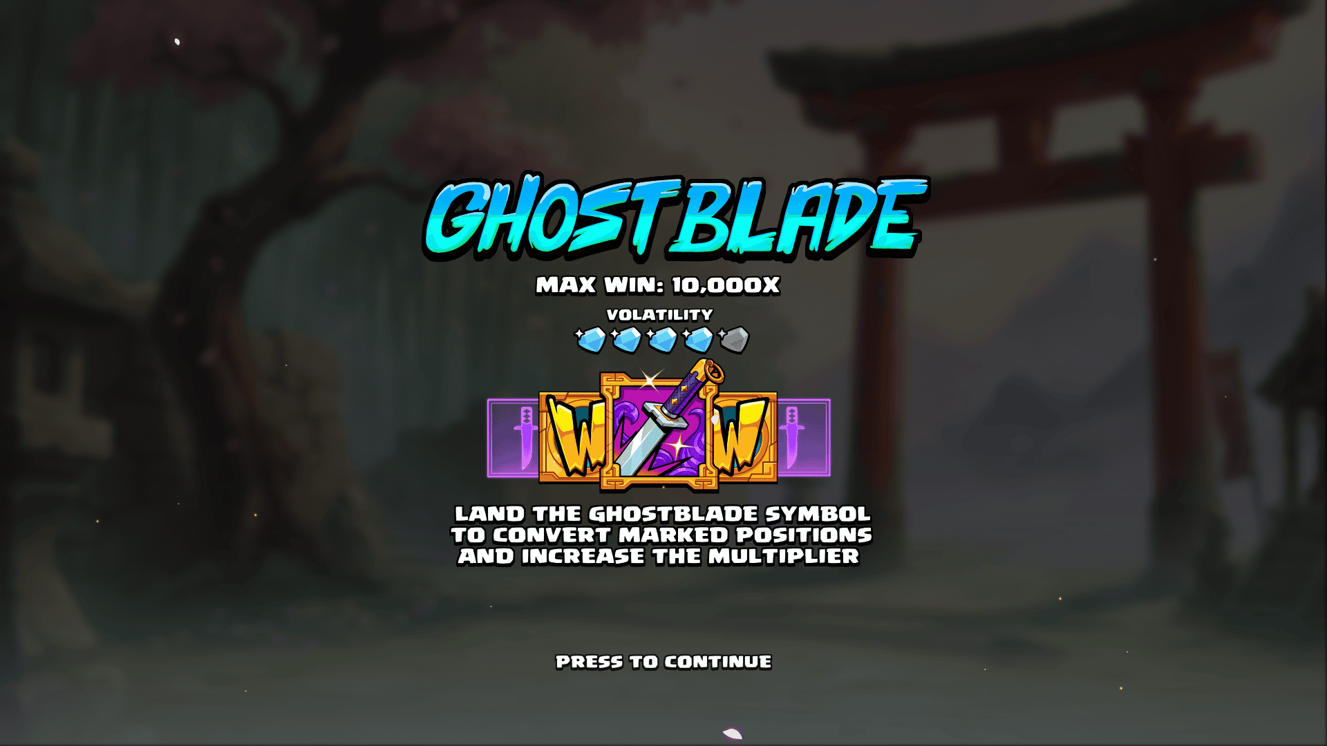 Ghostblade slot intro screen