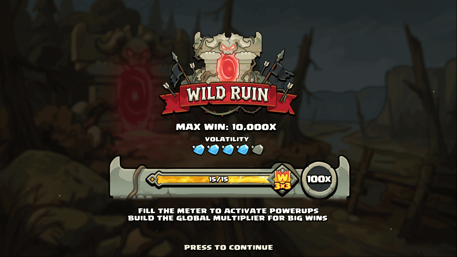 Wild Ruin slot intro screen