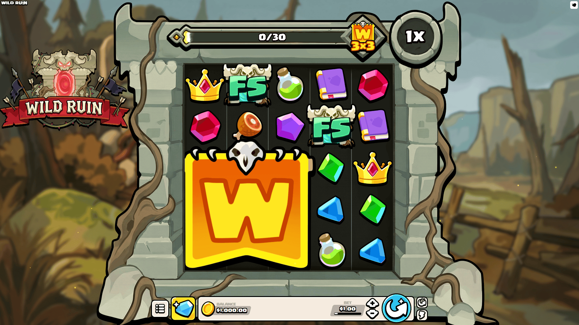 Wild Ruin slot gameplay reels