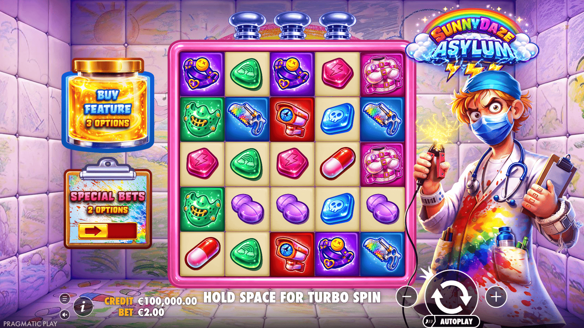 Sunnydaze Asylum slot gameplay reels