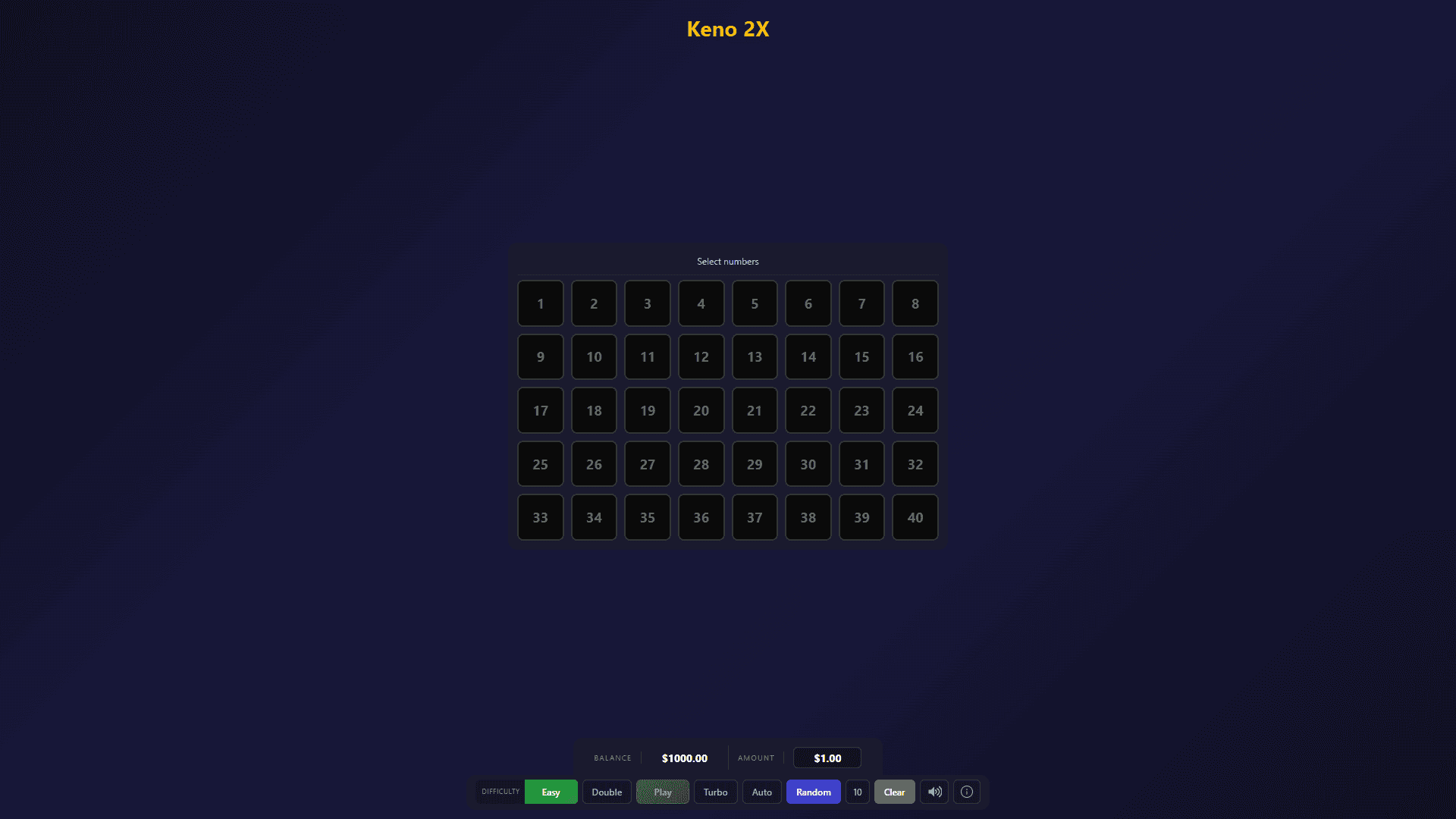 Keno 2X slot gameplay reels