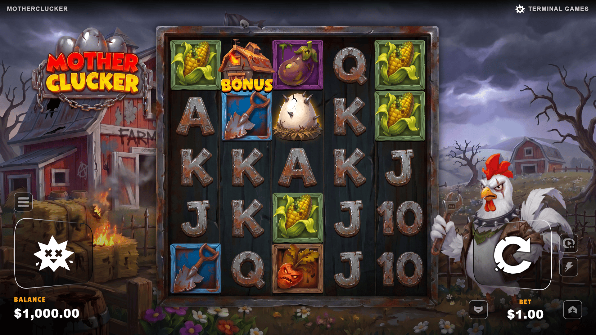 Motherclucker slot gameplay reels