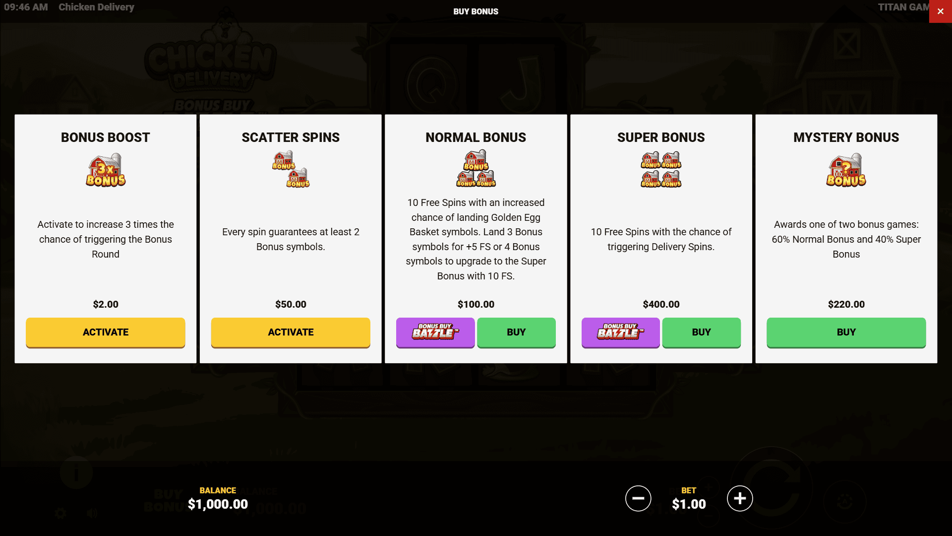 Chicken Delivery bonus buy menu