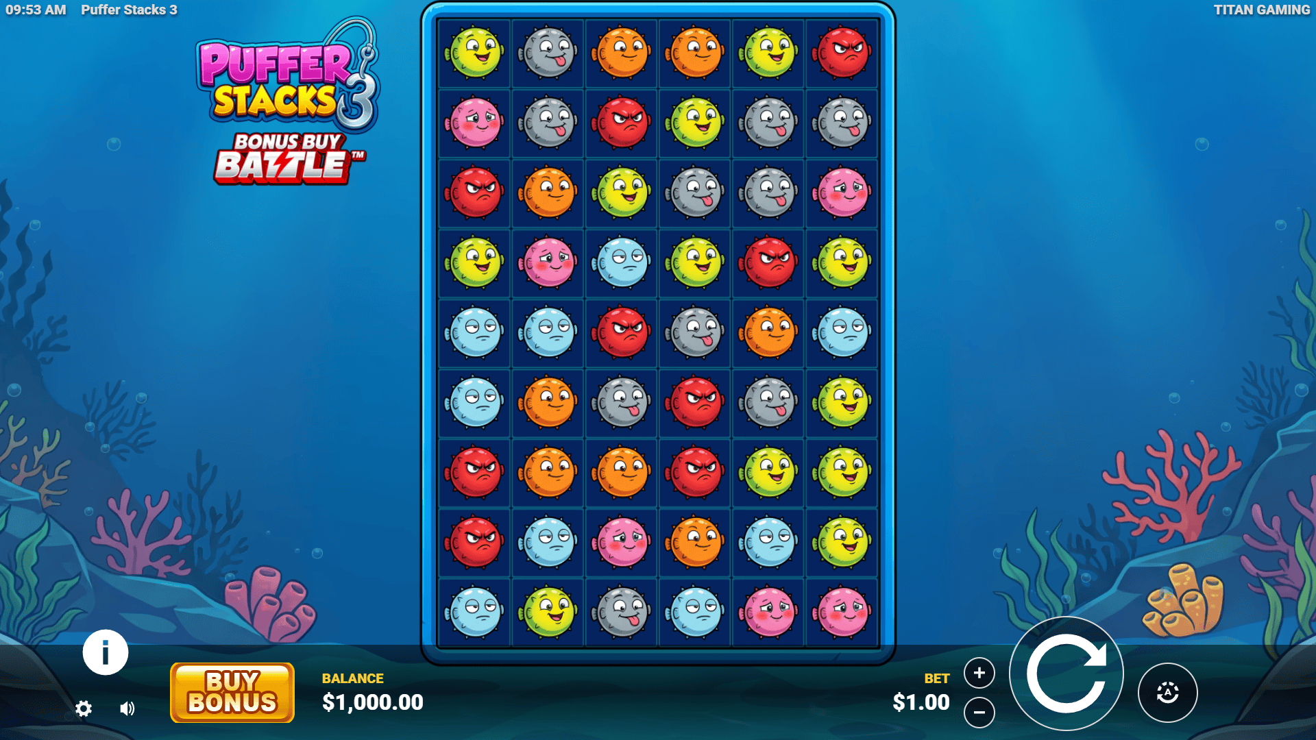Puffer Stacks 3 slot gameplay reels