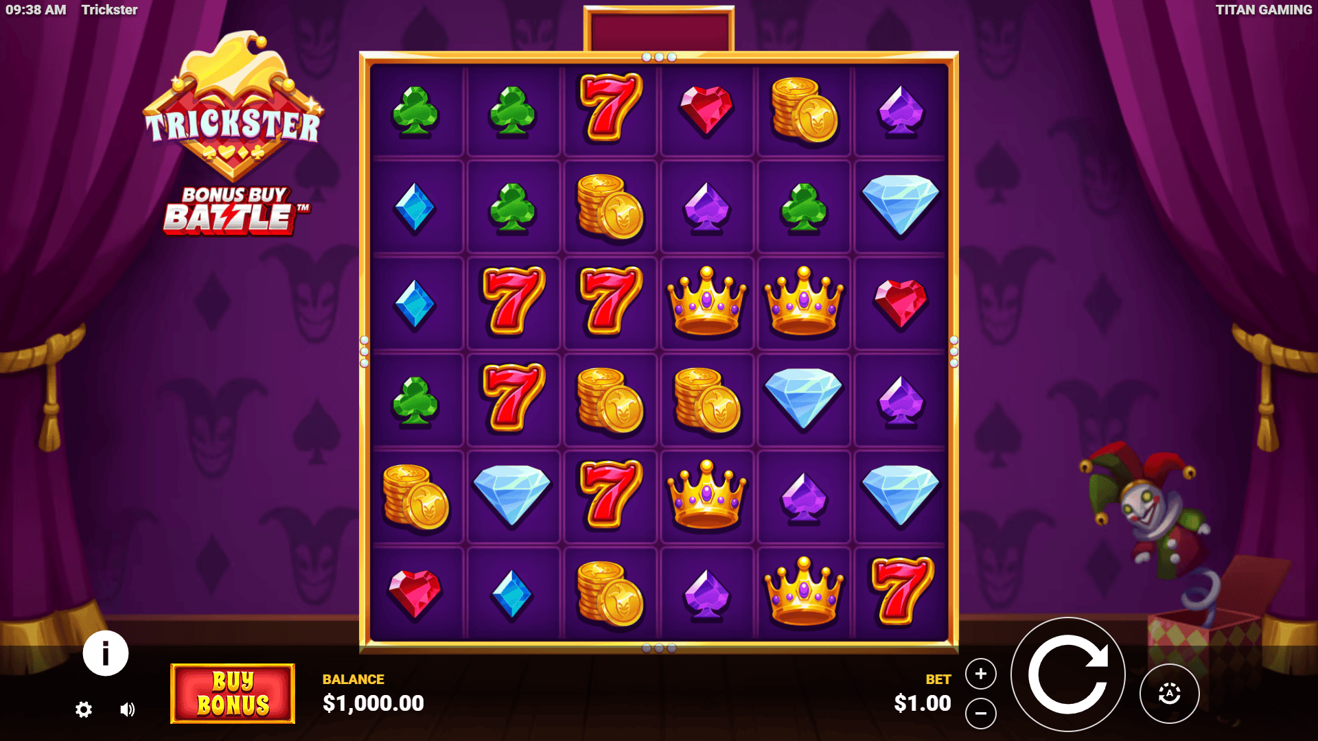 Trickster slot gameplay reels