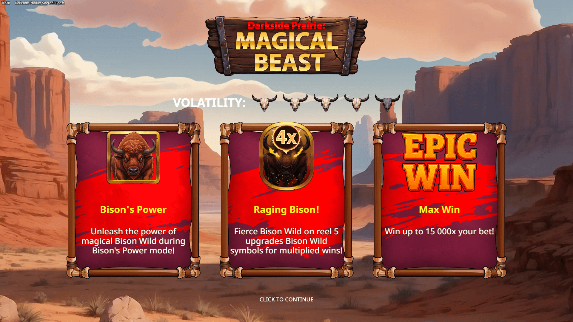 Darkside Prairie Magical Beast slot intro screen