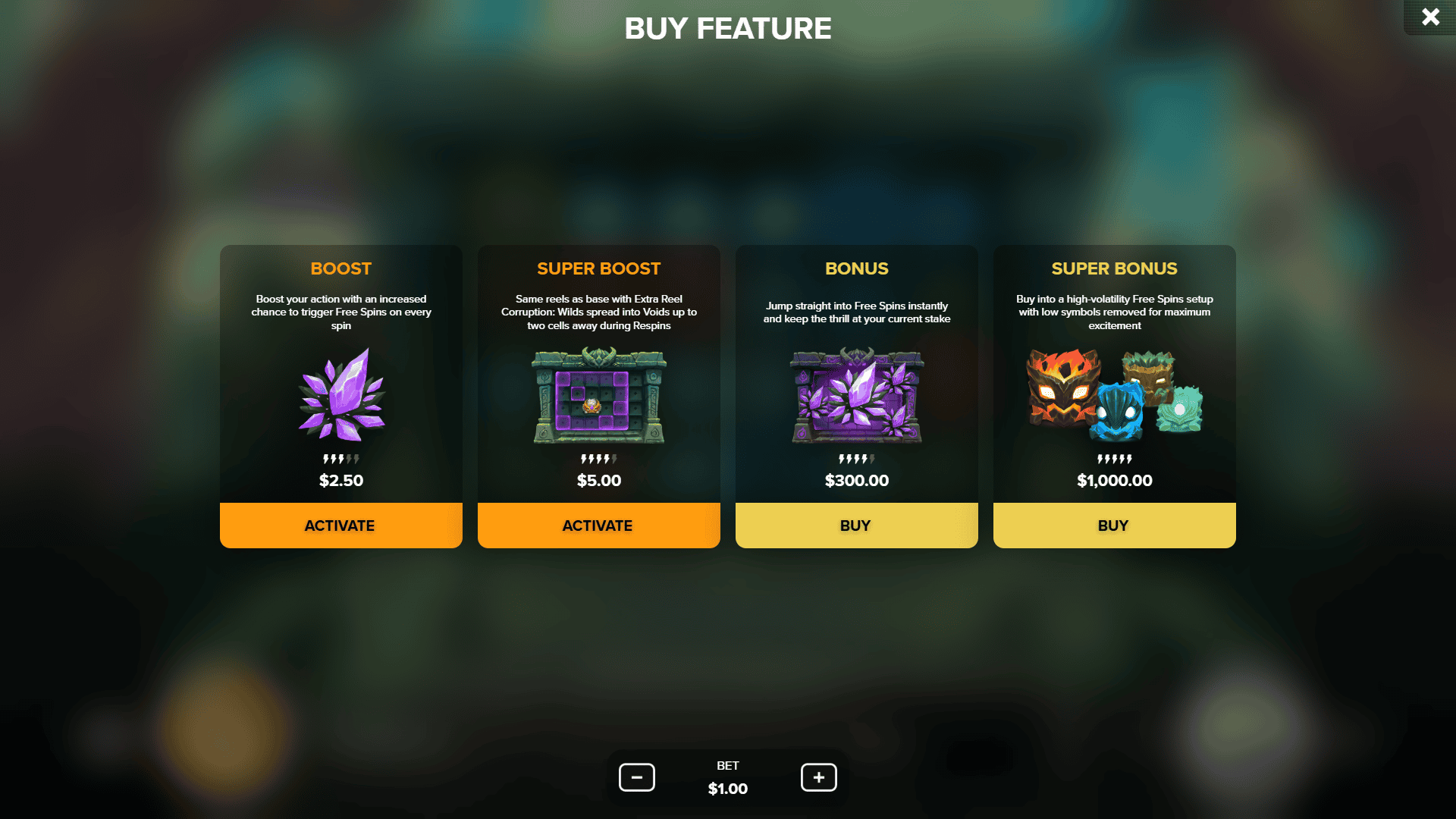 Elemental Ways bonus buy menu