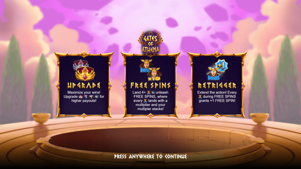 Twist gaming gates of athena intro screen