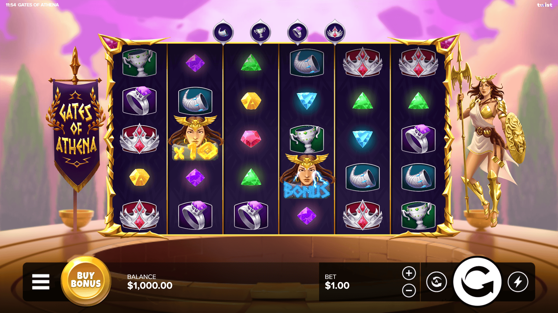 Gates of Athena slot gameplay reels