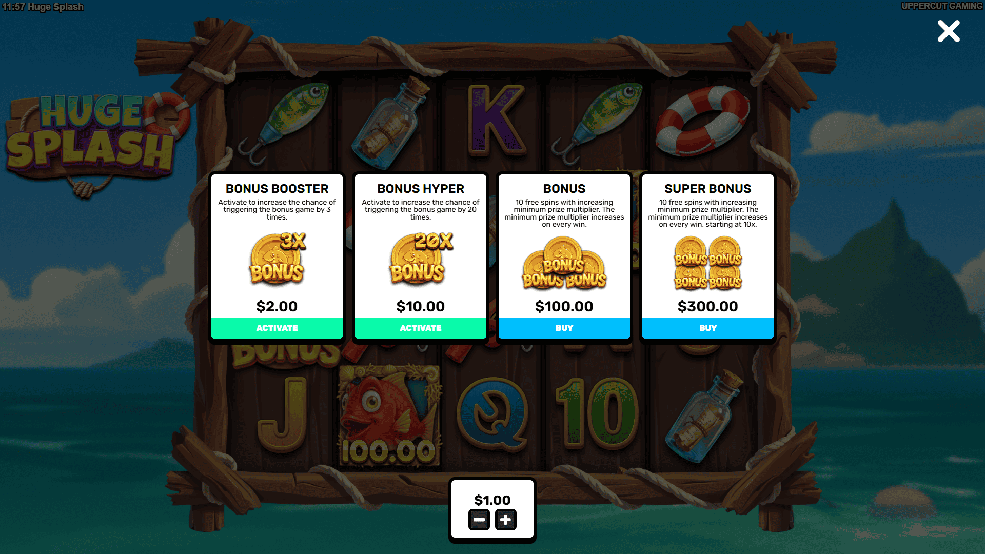 Huge Splash bonus buy menu