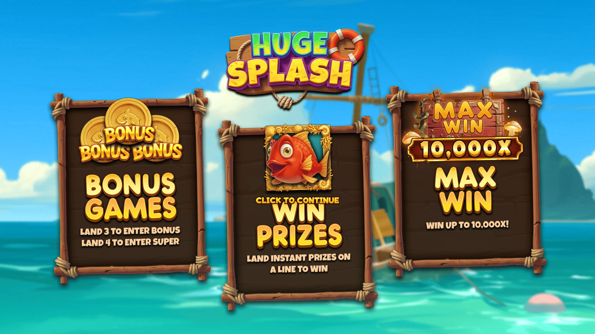 Huge Splash slot intro screen