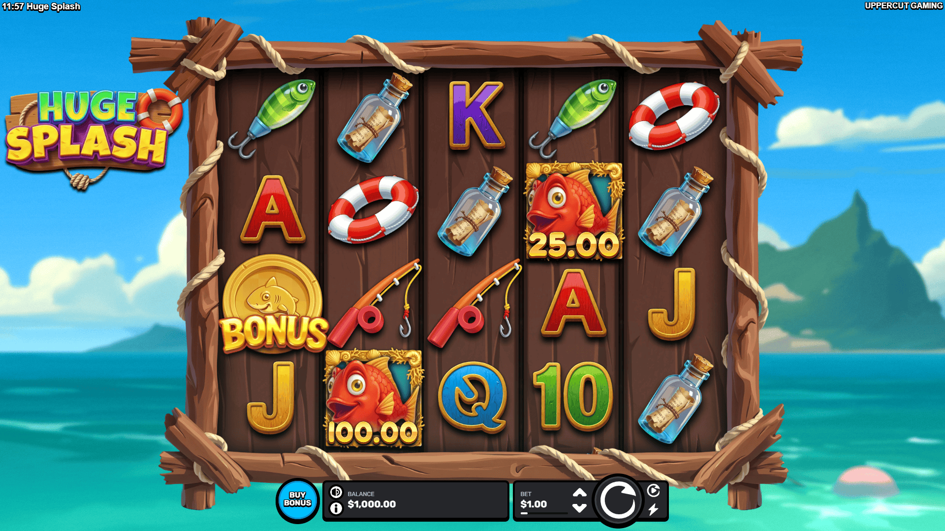 Huge Splash slot gameplay reels
