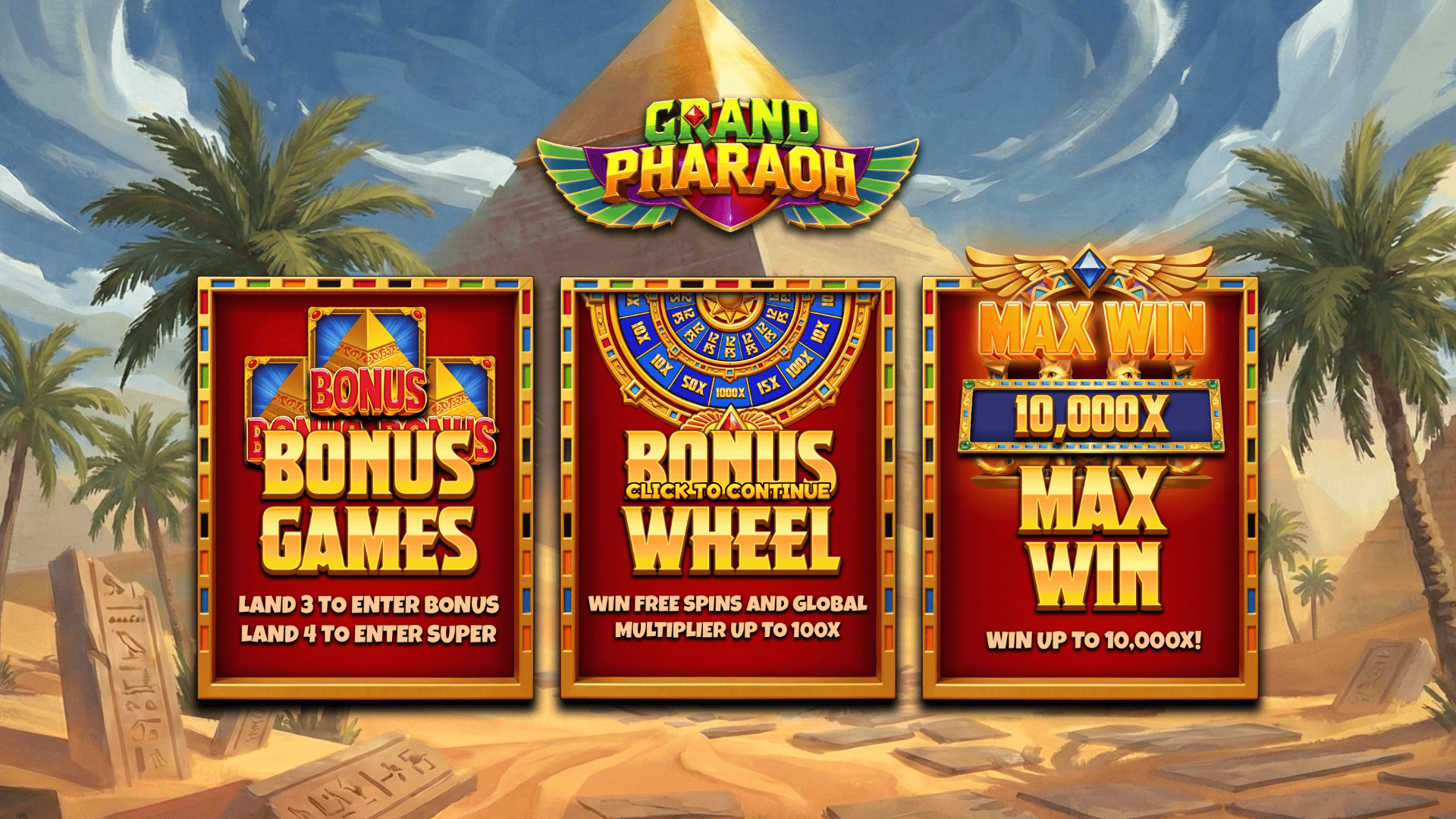 Grand Pharaoh slot intro screen