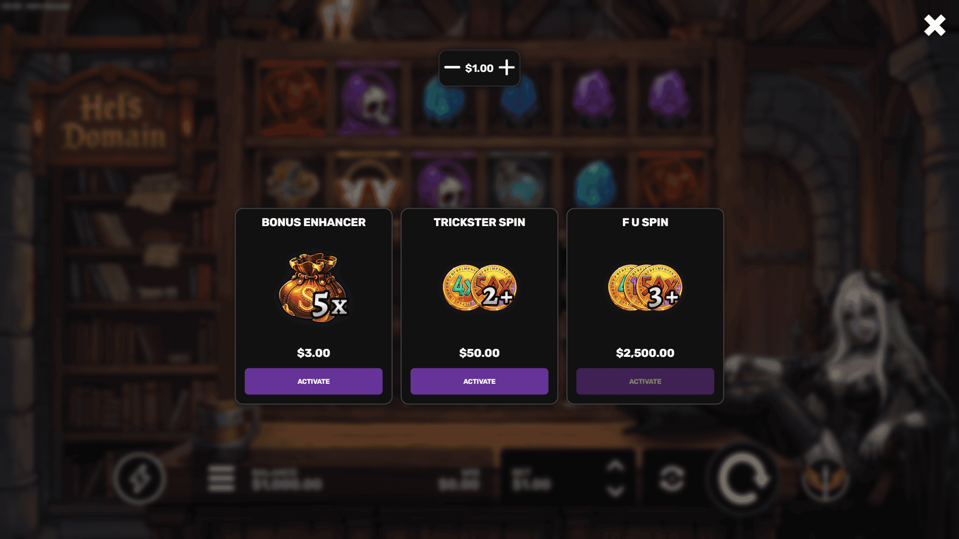 Hel's Domain bonus buy menu