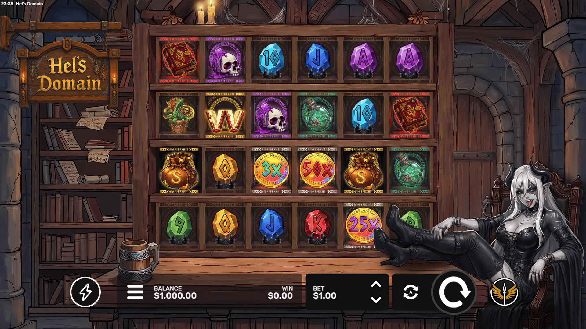 Hel's Domain slot gameplay reels
