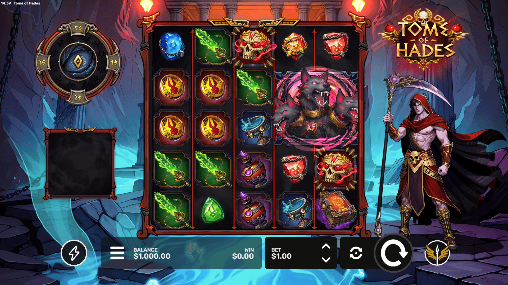 Tome Of Hades slot gameplay reels