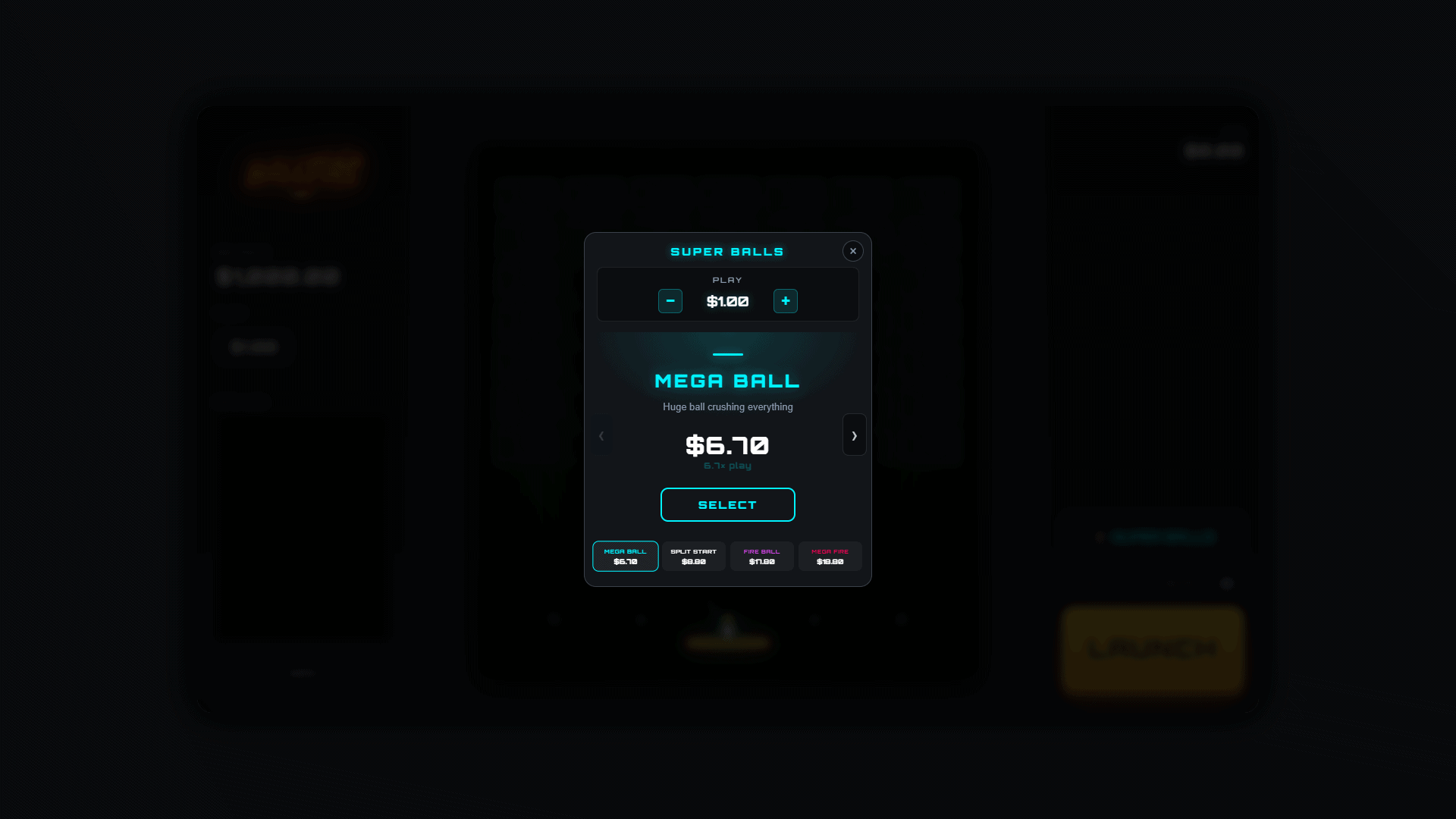 Ballfire bonus buy menu