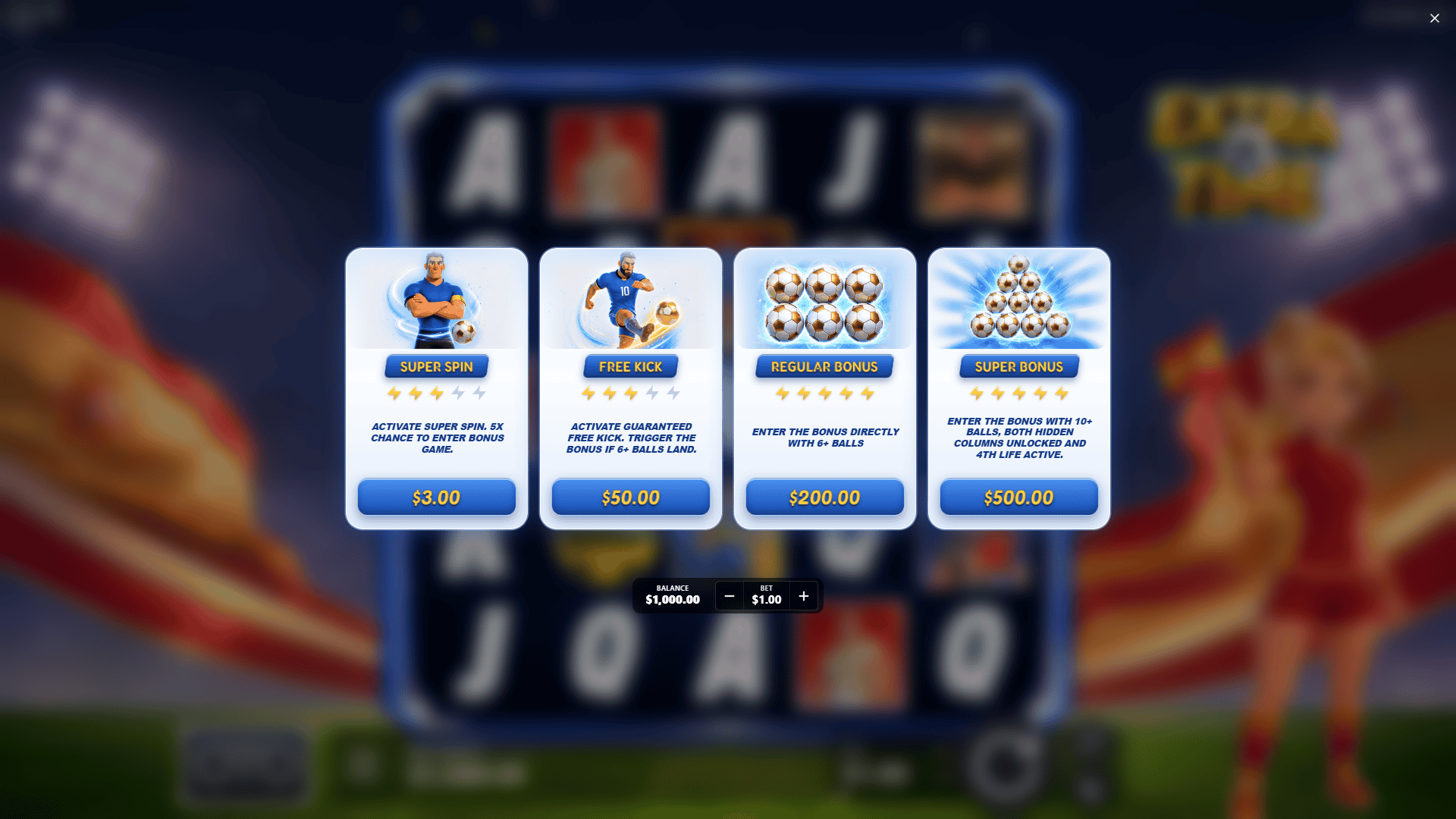 Extra Time bonus buy menu