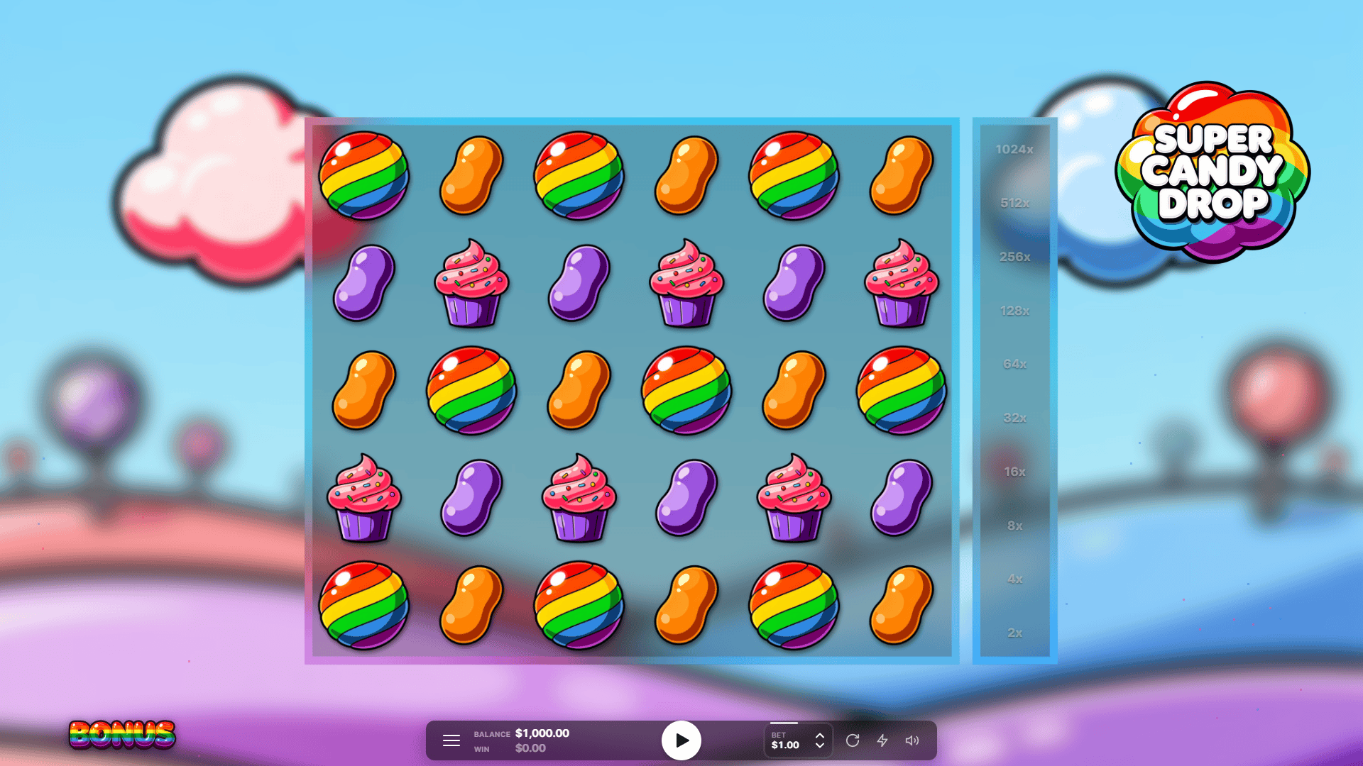 Super Candy Drop slot gameplay reels