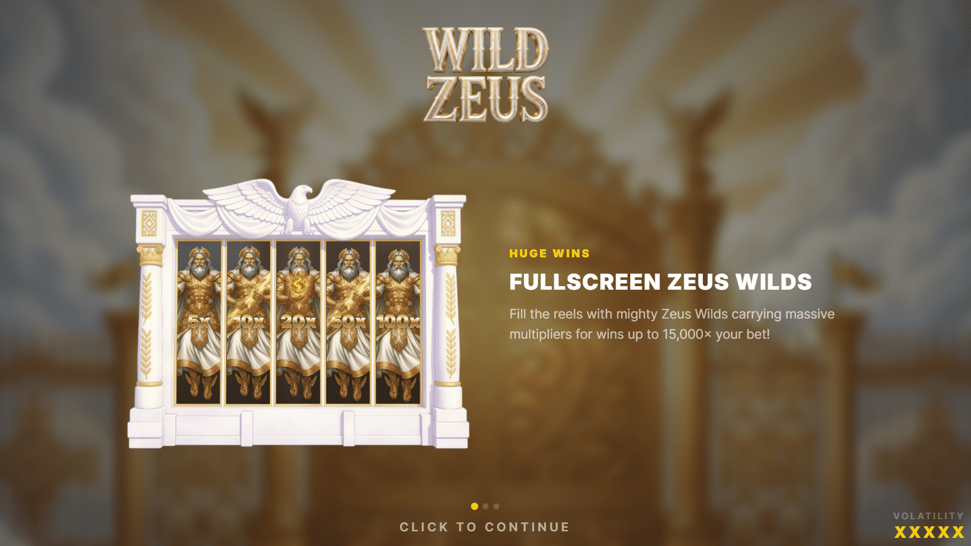 Wild Zeus slot intro screen