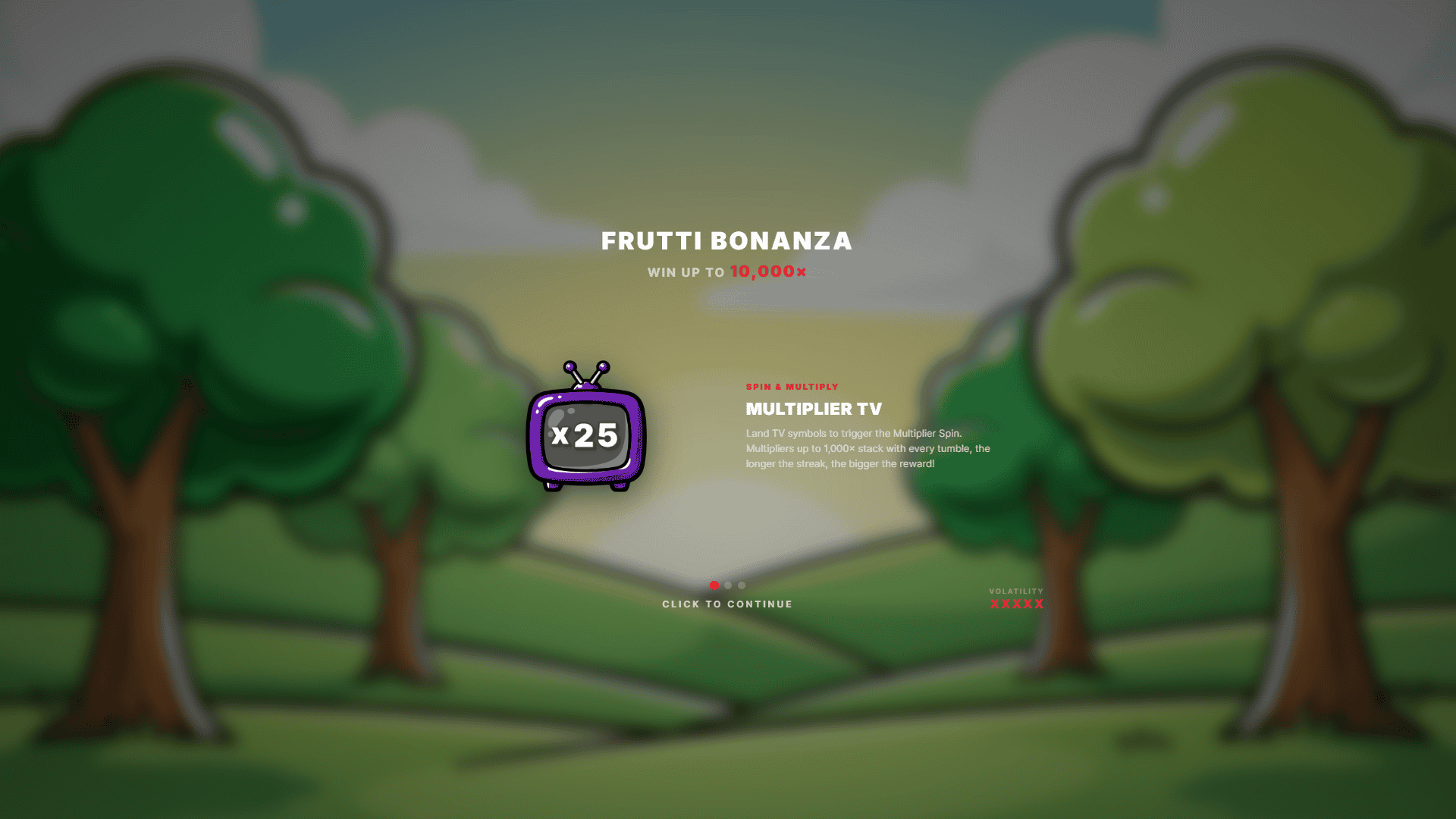 Frutti Bonanza slot intro screen