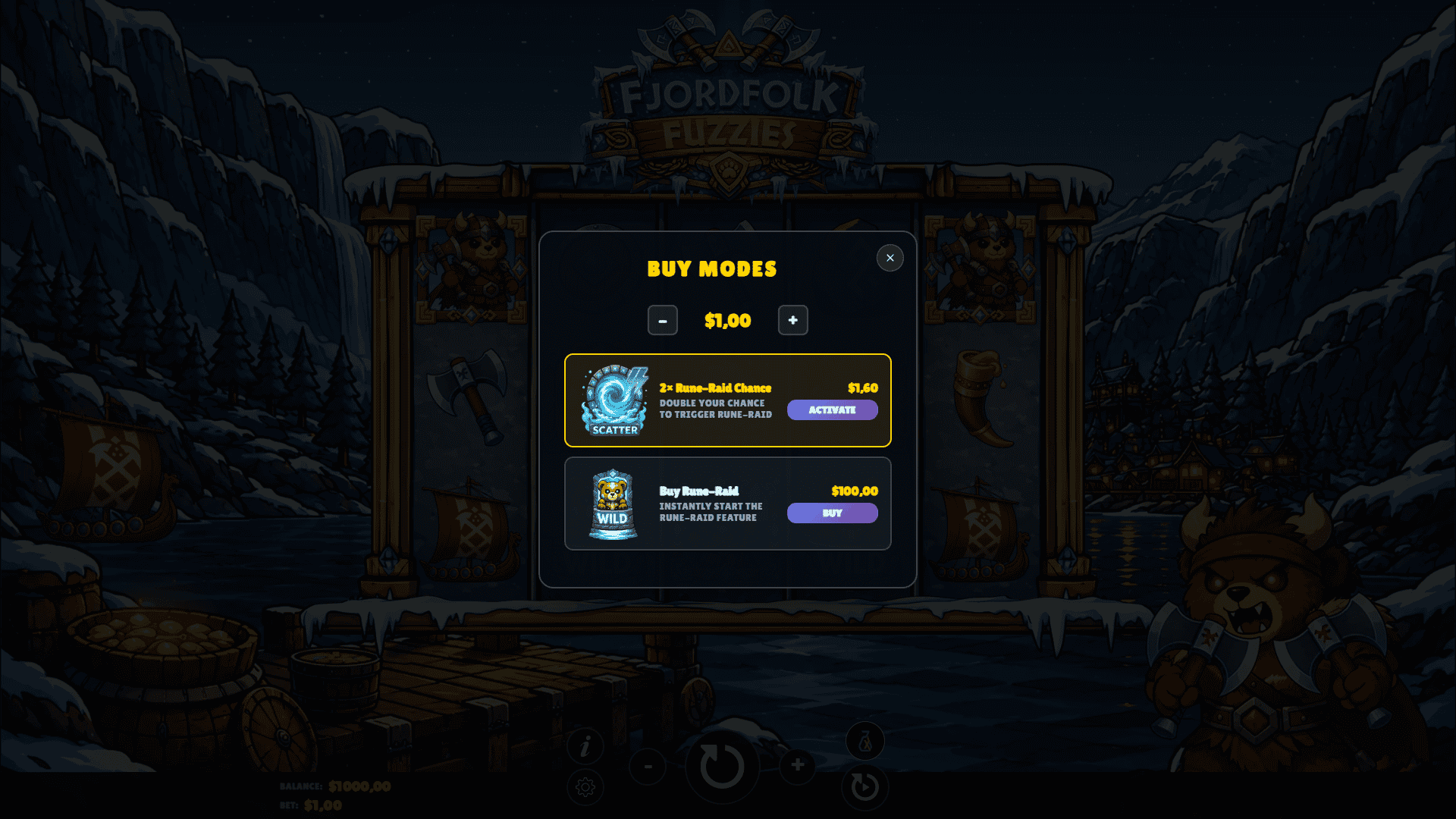 Fjordfolk Fuzzies bonus buy menu