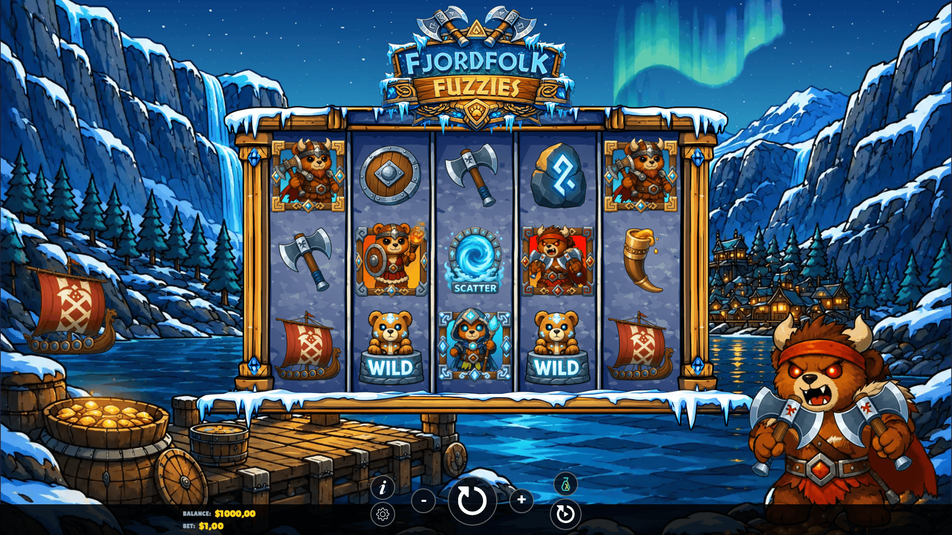 Fjordfolk Fuzzies slot gameplay reels