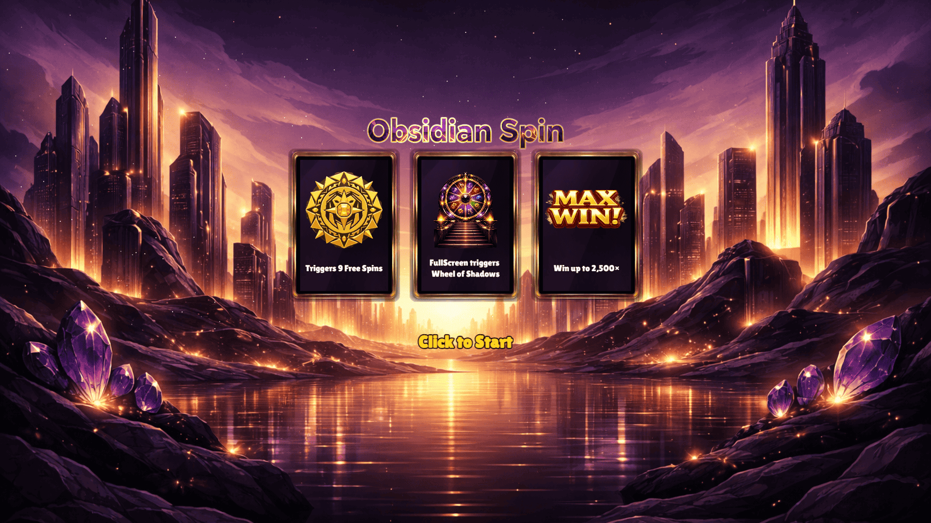 Obsidian Spin slot intro screen