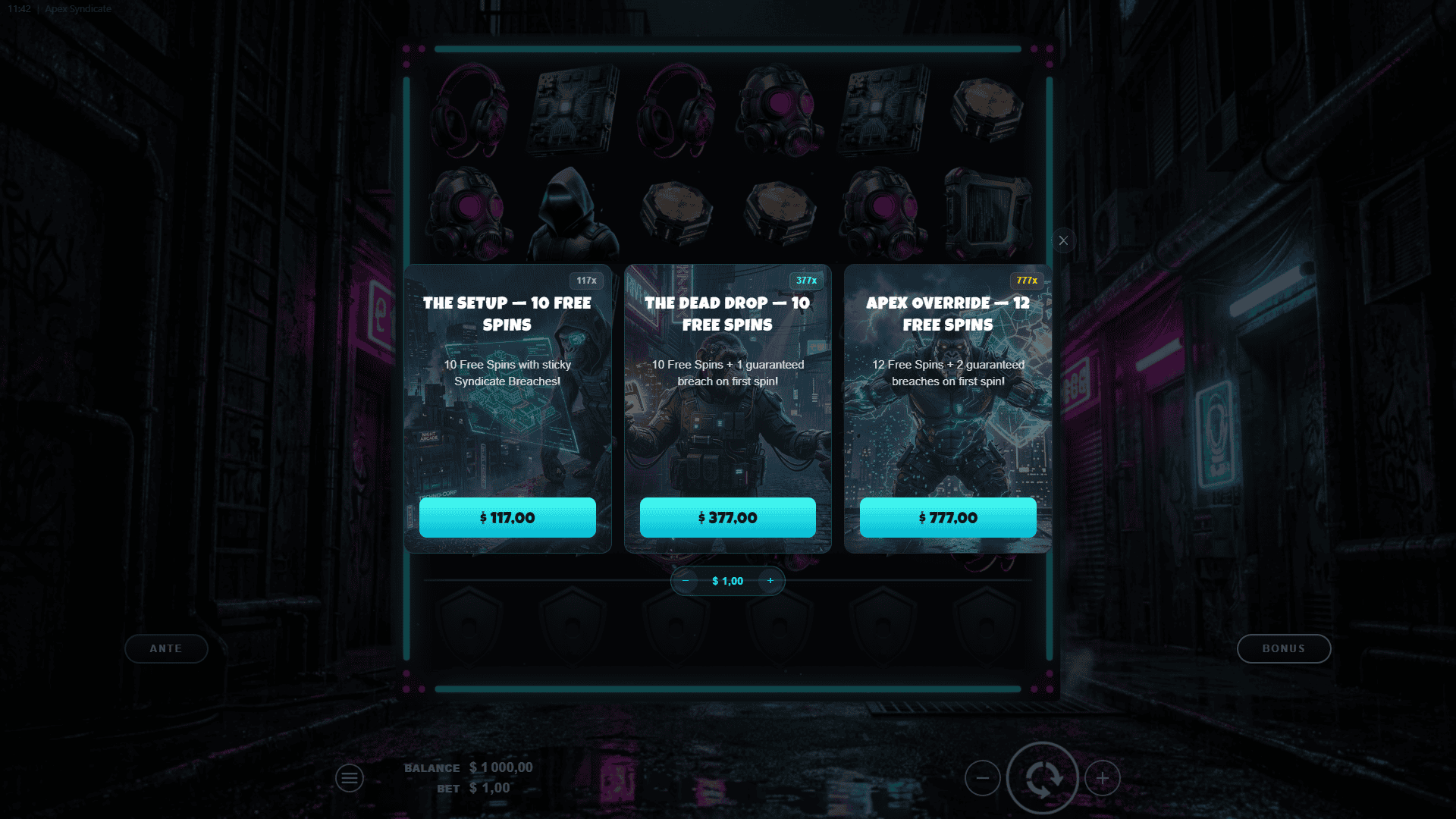 Apex Syndicate bonus buy menu