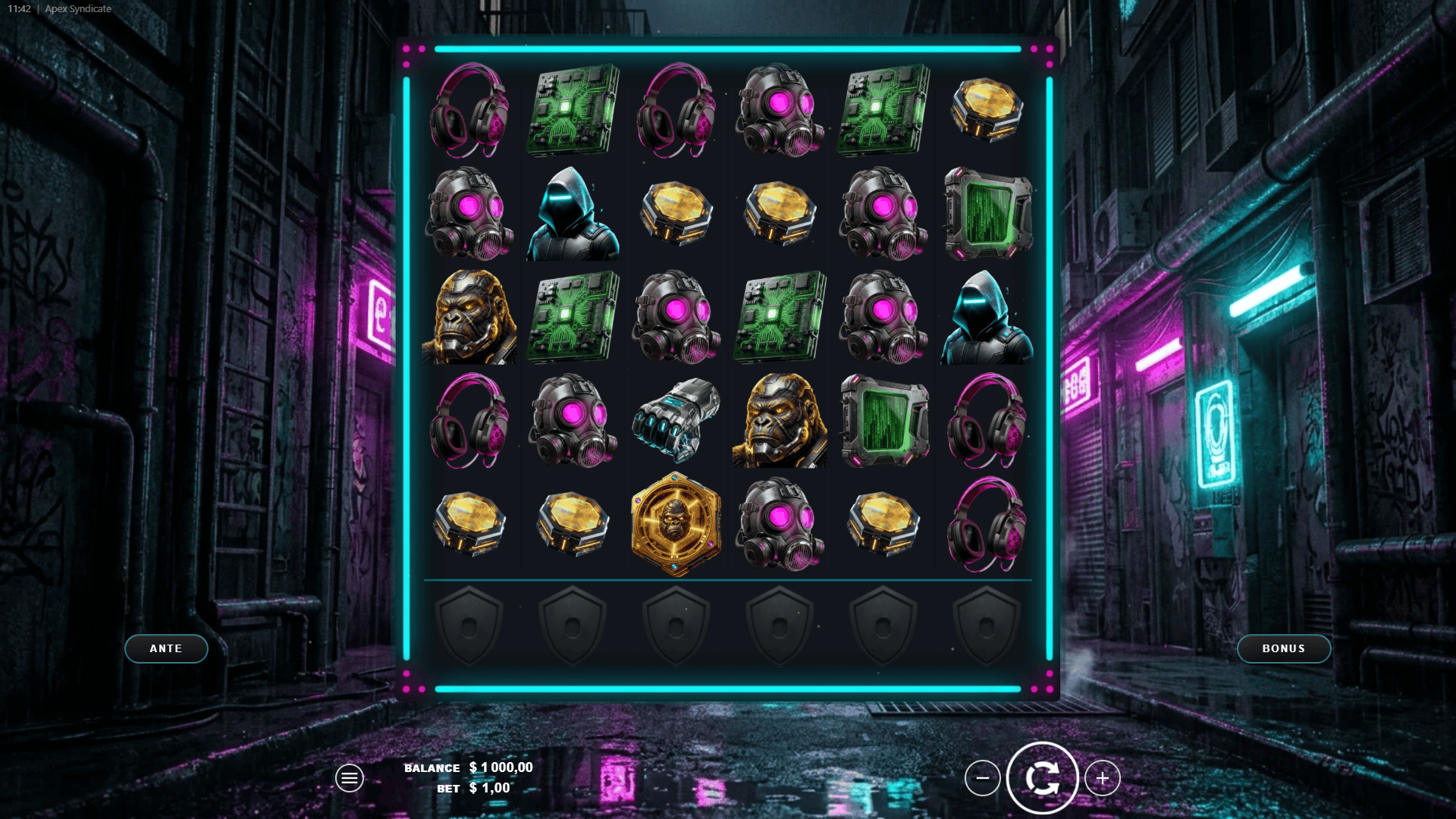 Apex Syndicate slot gameplay reels