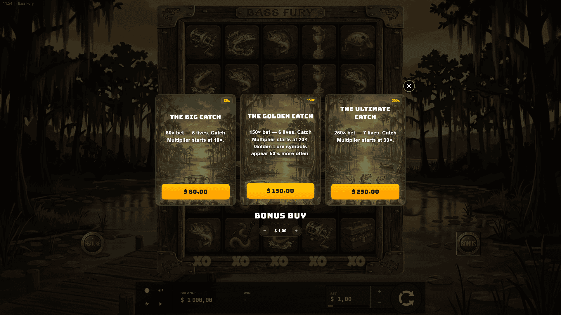 Bass Fury bonus buy menu