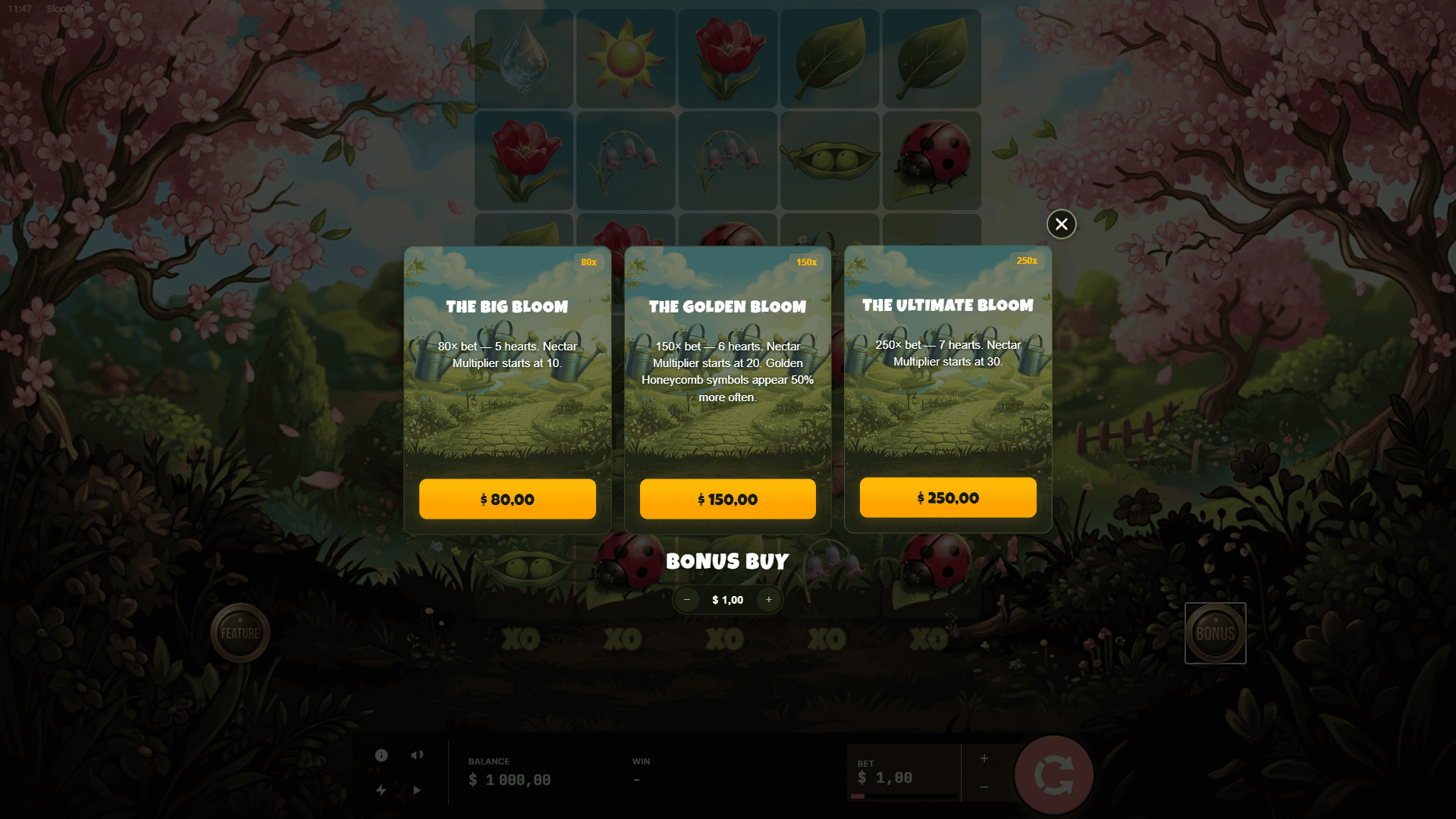 Bloom Em bonus buy menu