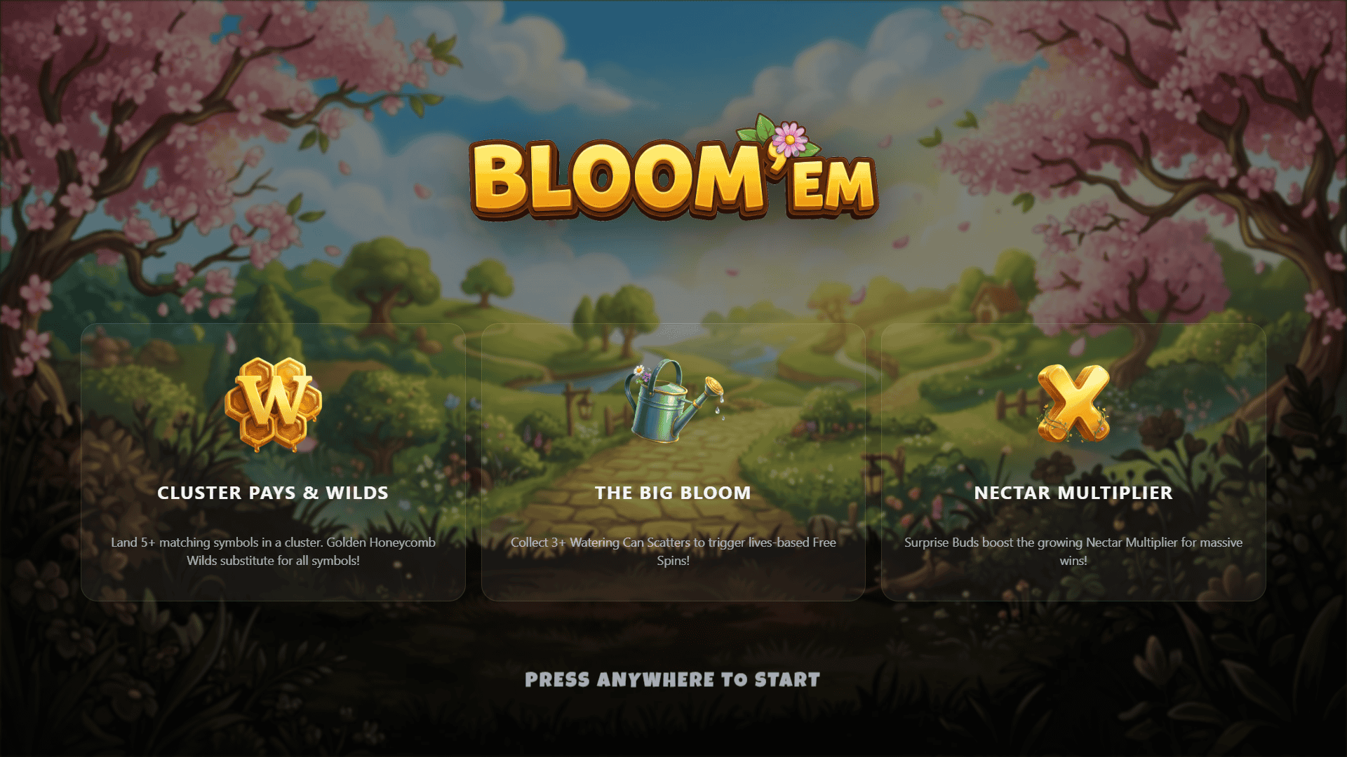 Bloom Em slot intro screen