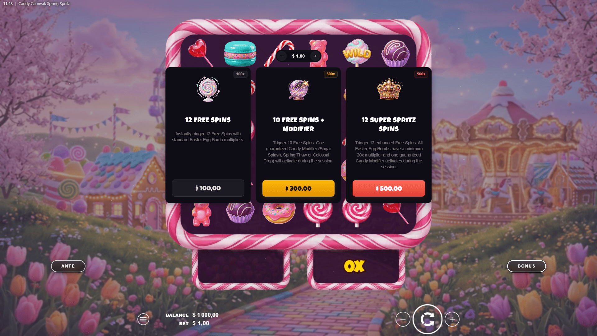 Candy Carnival: Spring Spritz bonus buy menu