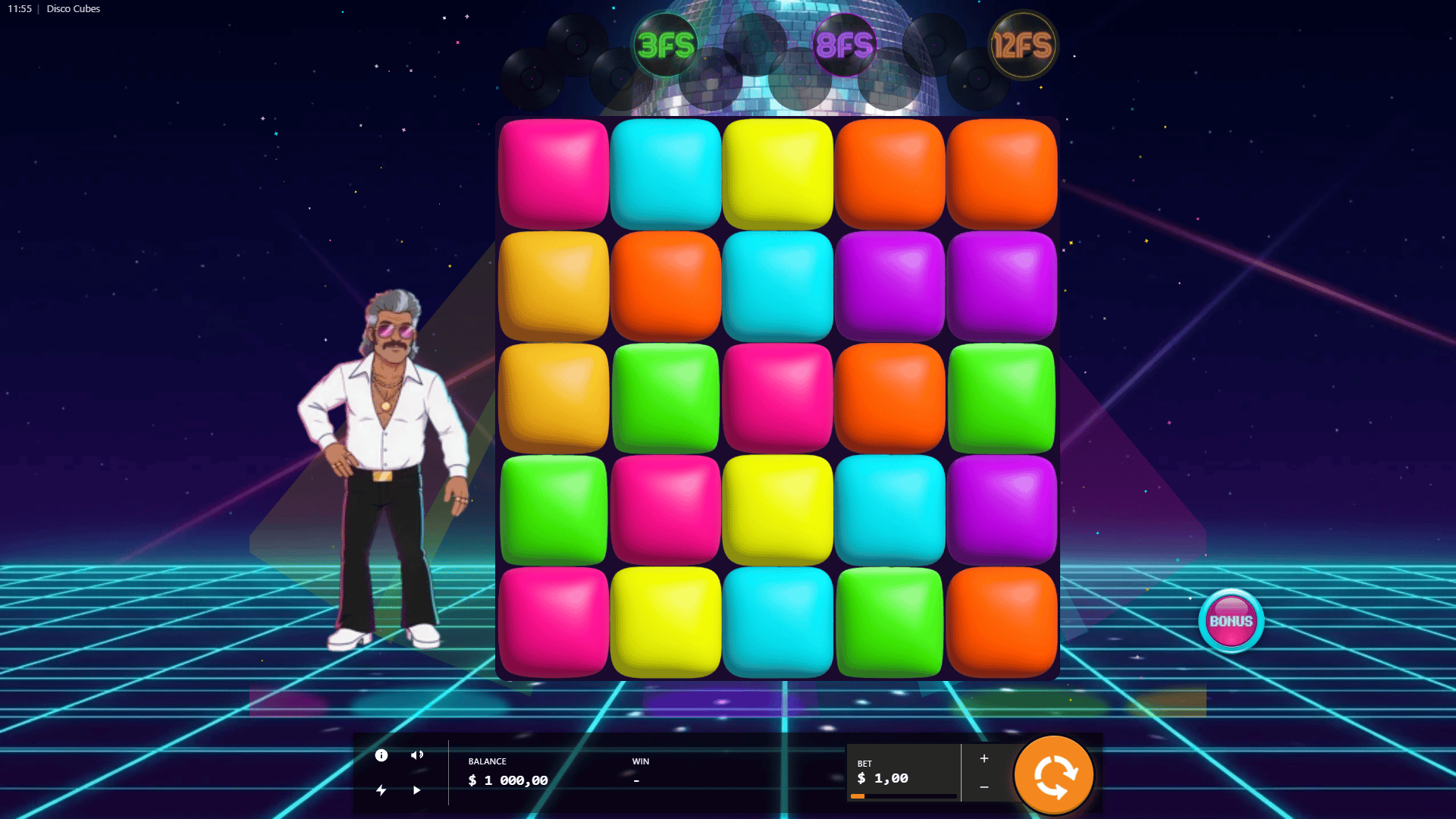 Disco Cubes slot gameplay reels