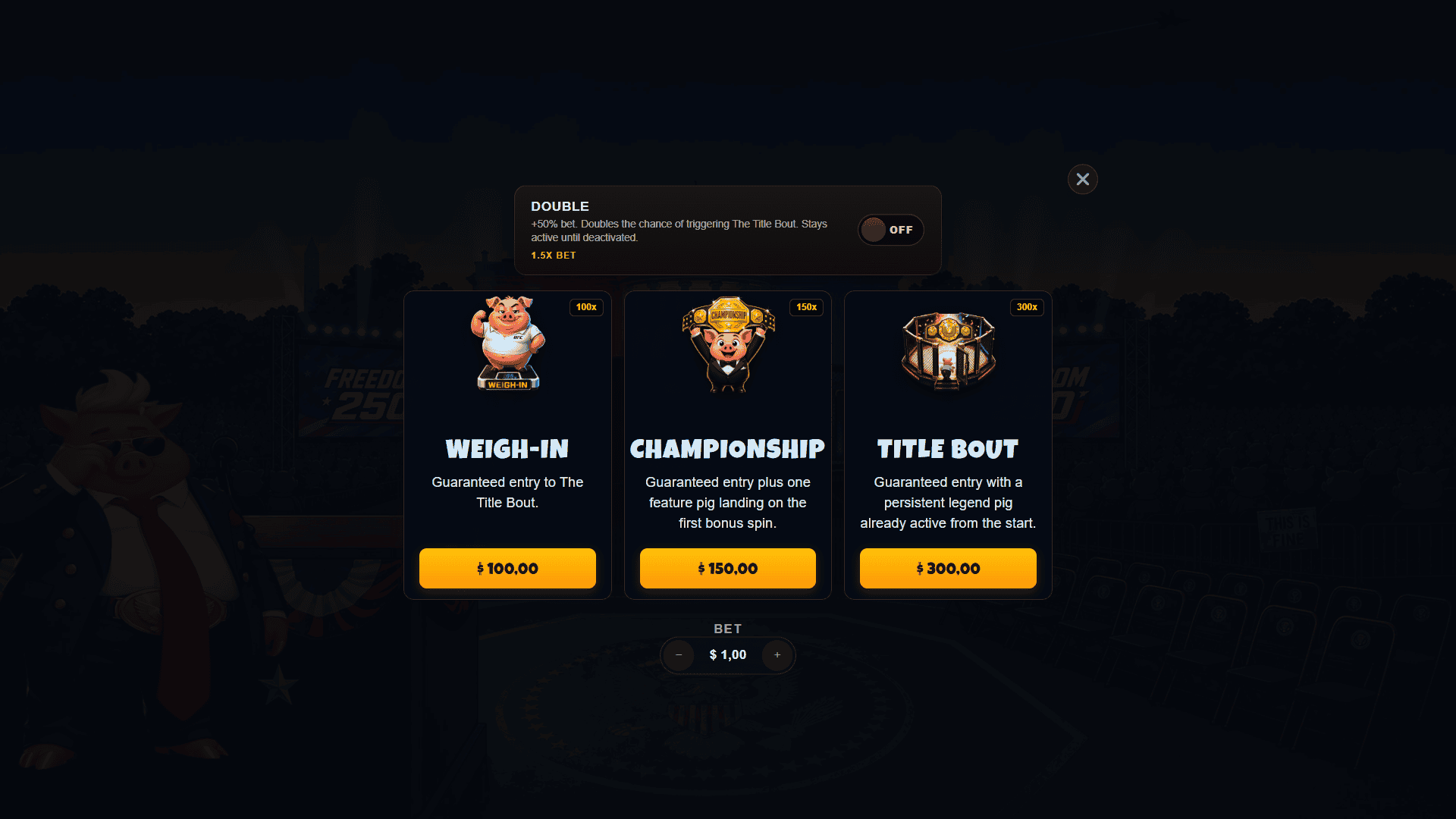 Octagon Office bonus buy menu