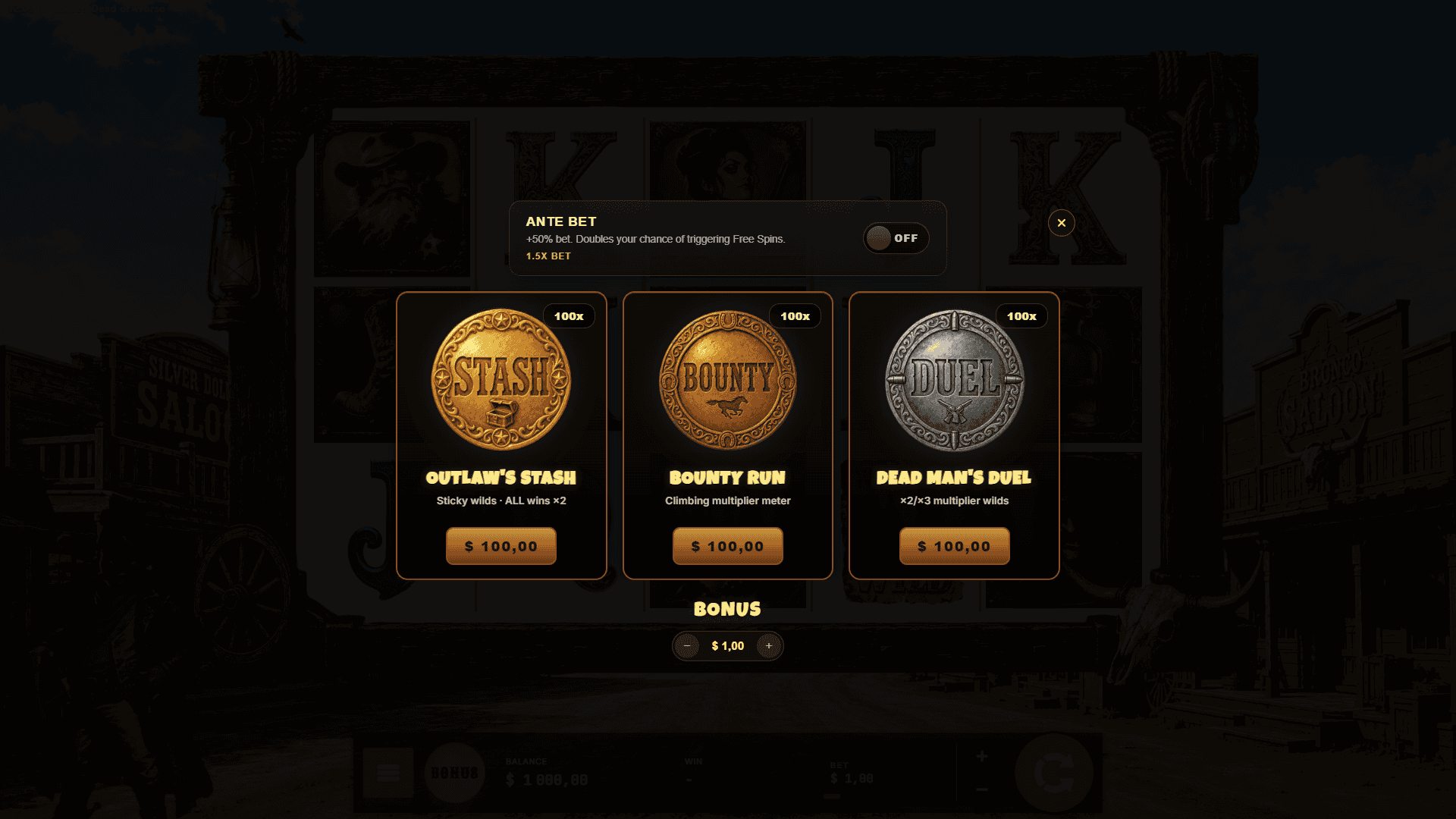 Wanted Dead or Worse bonus buy menu