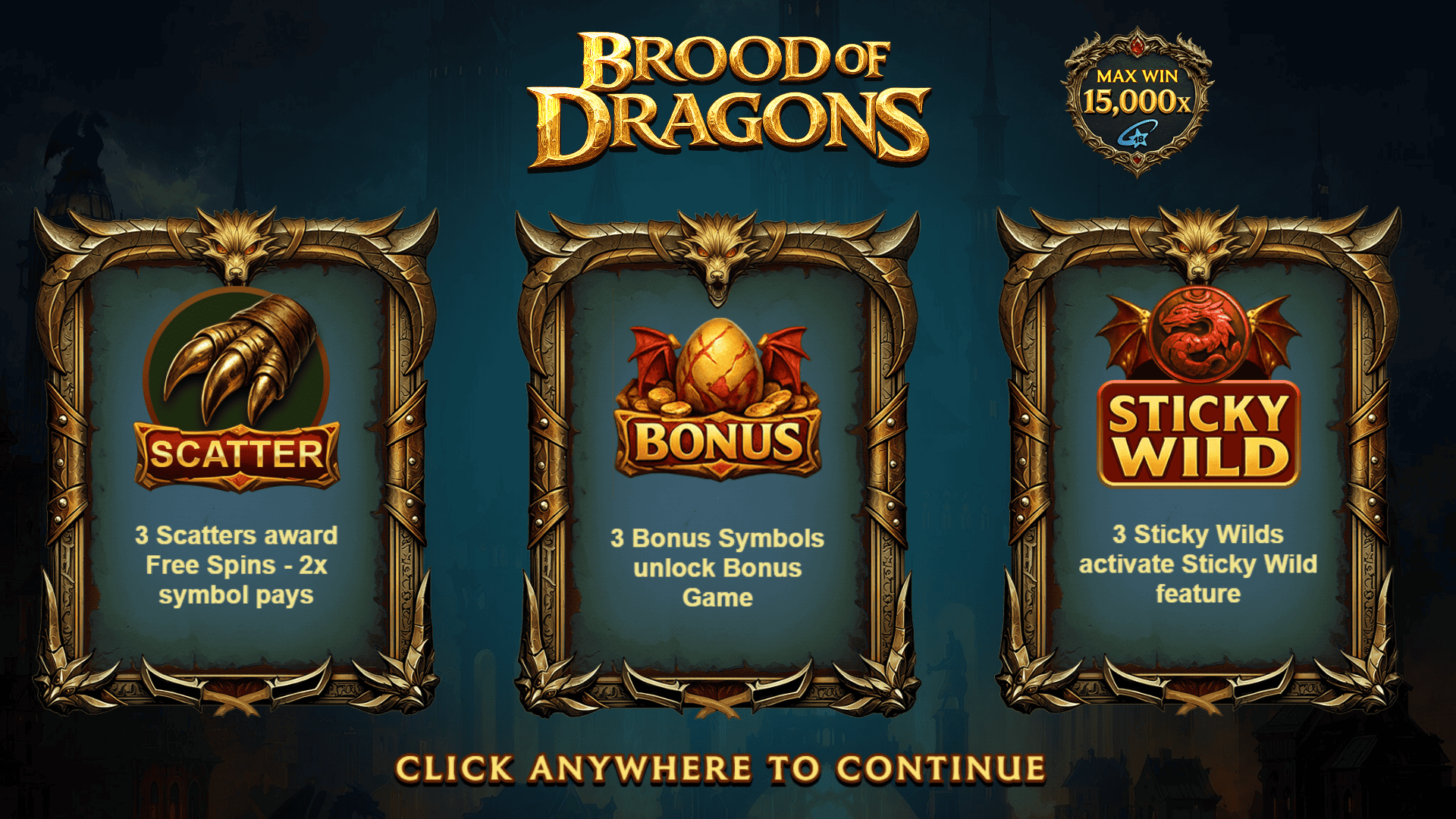 Brood of Dragons slot intro screen