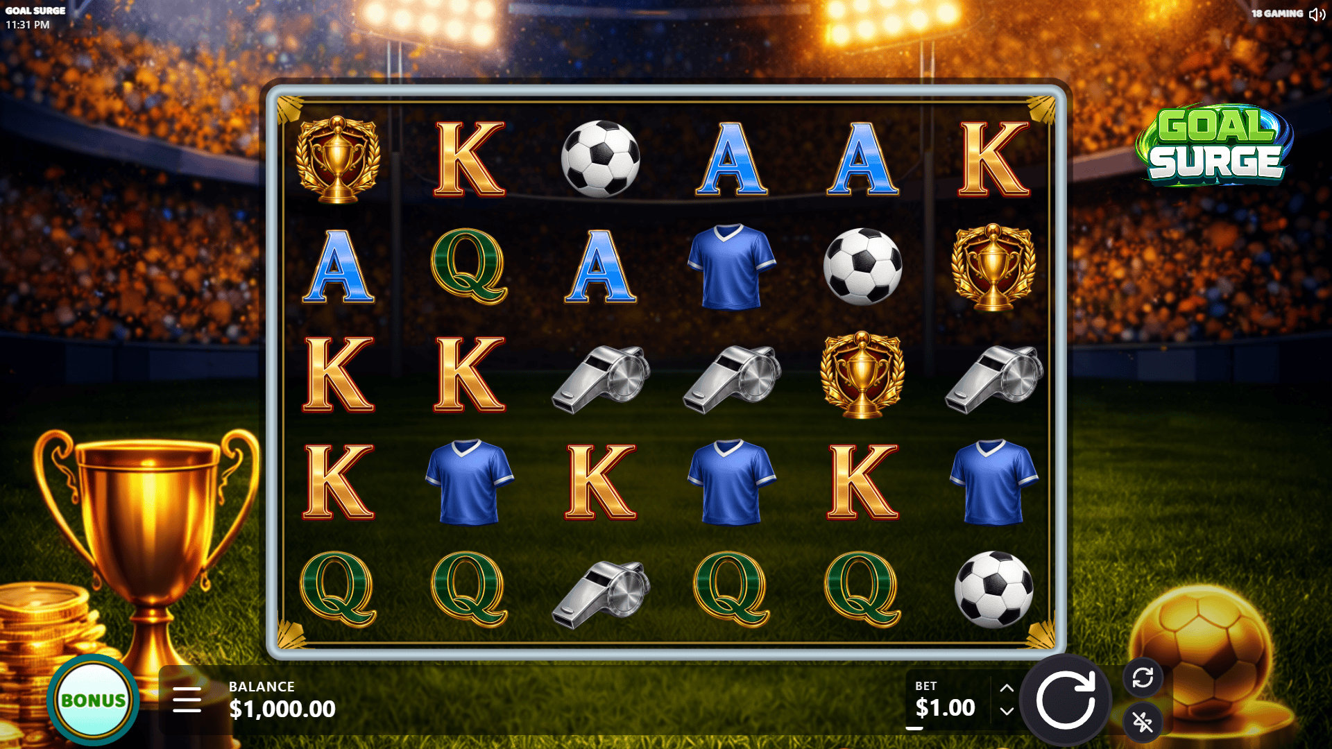 Goal Surge slot gameplay reels