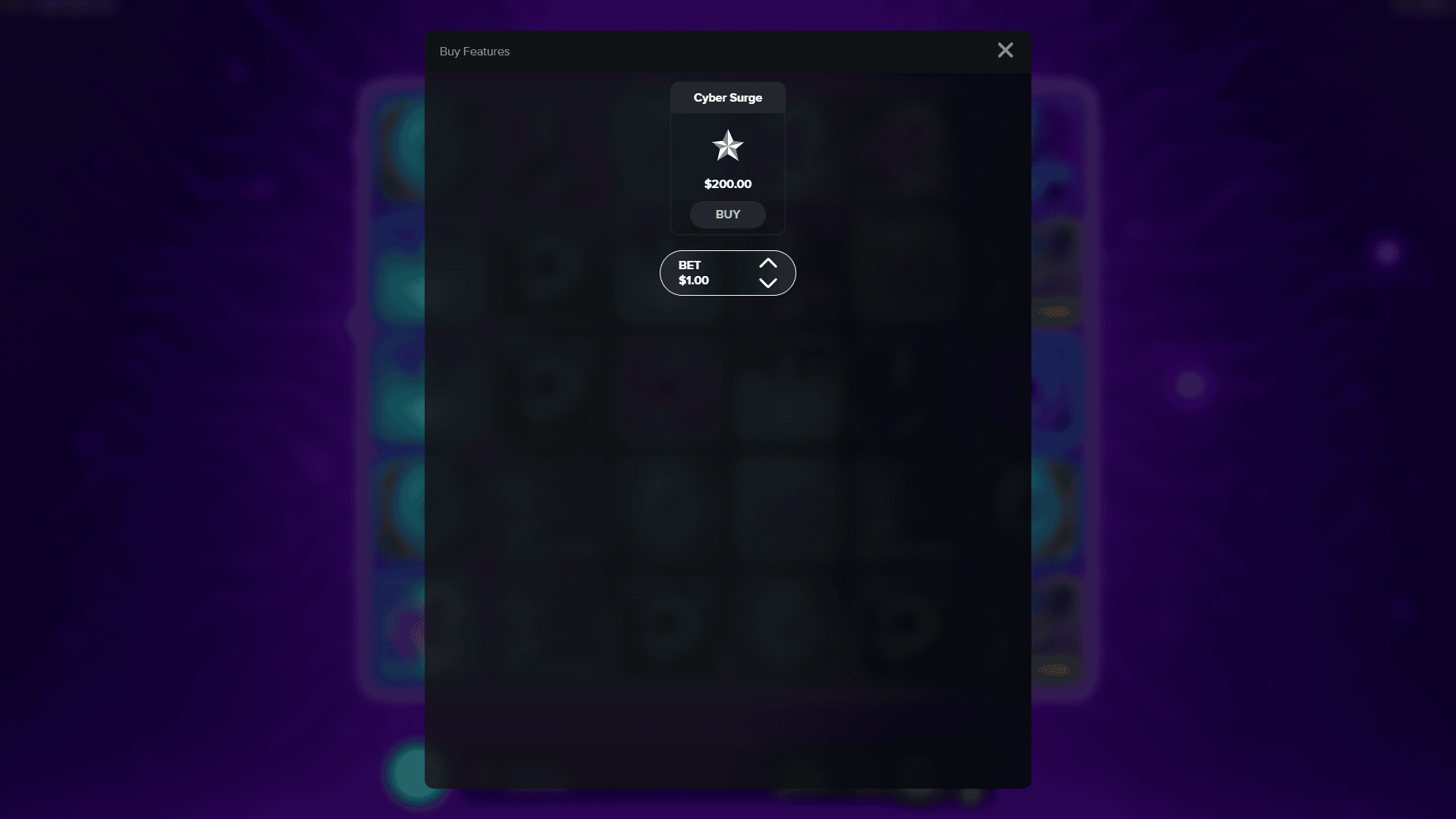 Cyber Black Hole bonus buy menu