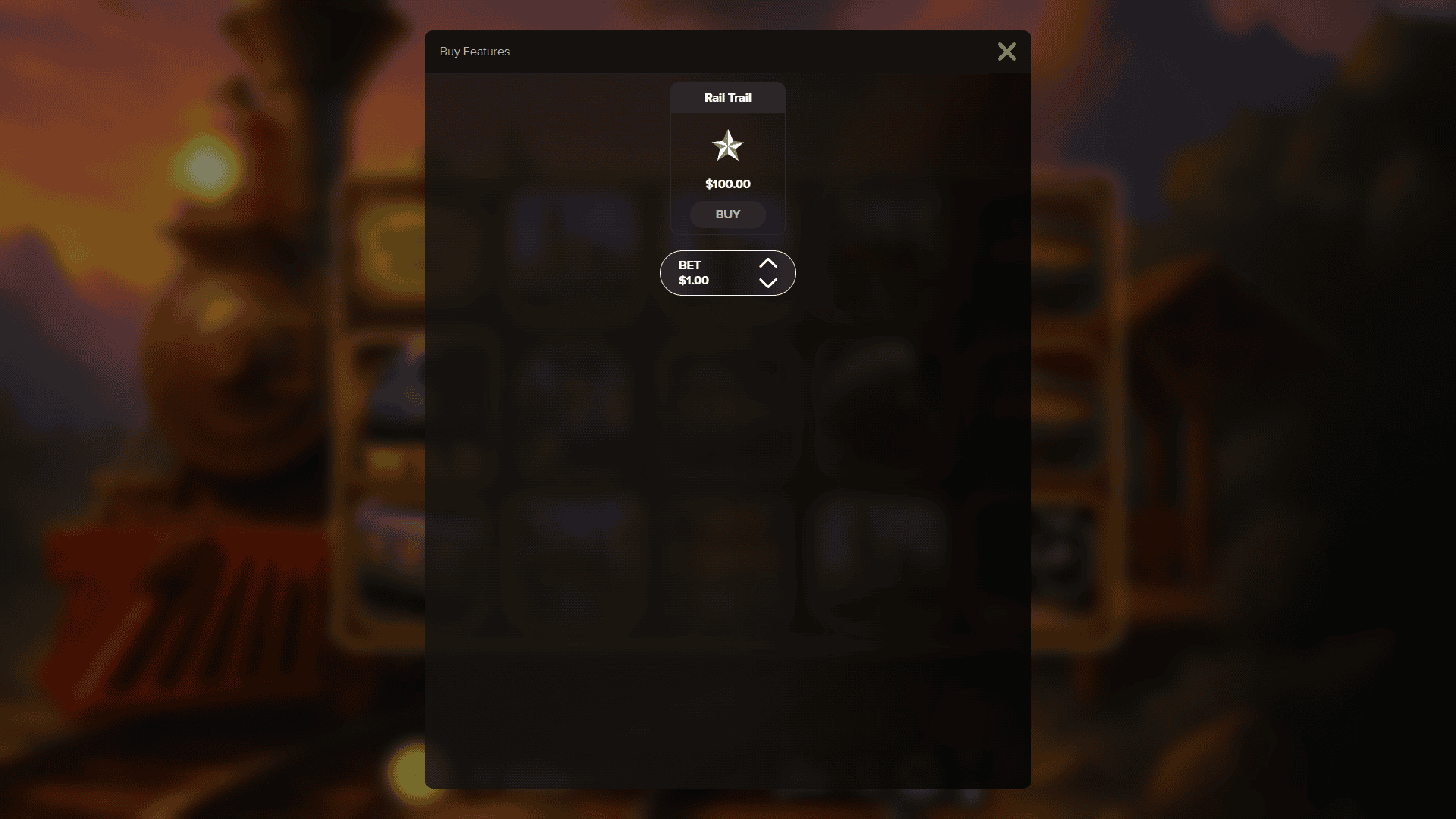 Rail Riches bonus buy menu